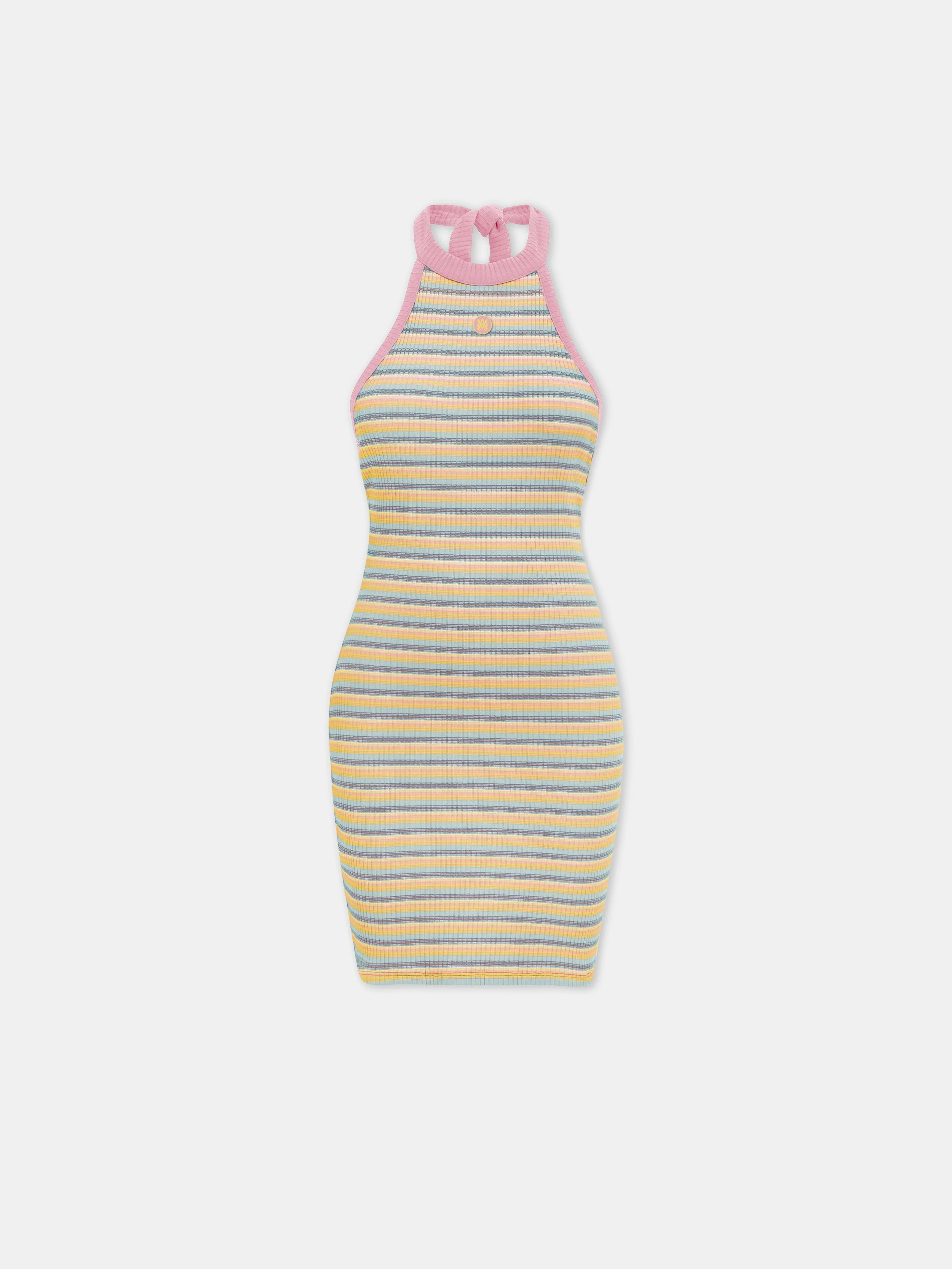 WOMEN'S MA STRIPED HALTER MINI DRESS - 1