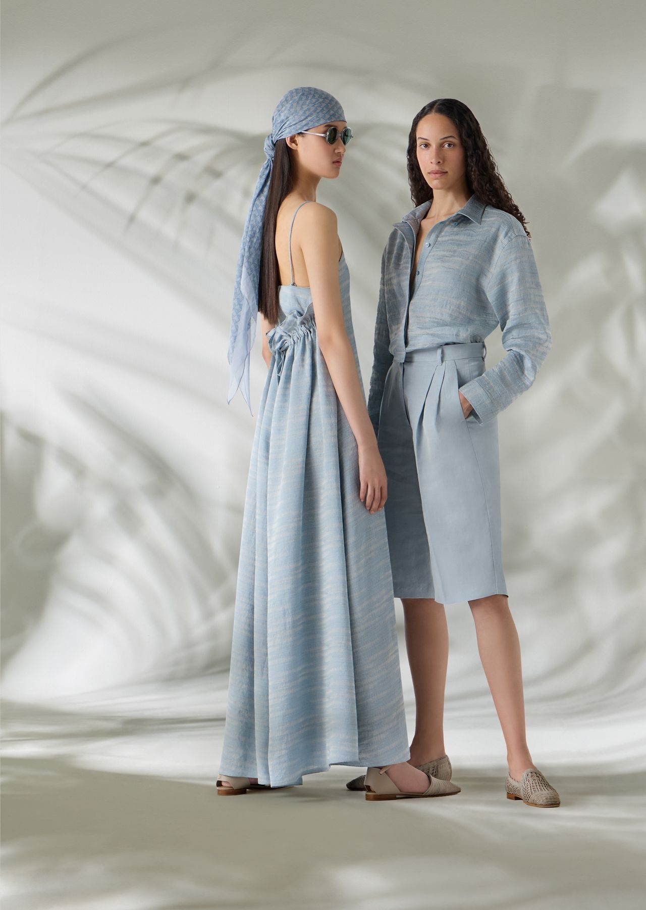 Icon linen-blend dress with wavy jacquard motif - 6