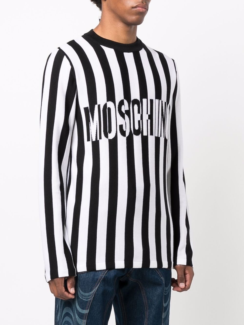 striped logo intarsia-knit jumper - 3