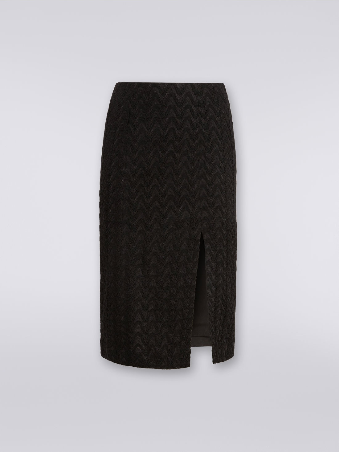 Midi skirt with split in raschel knit wool and viscose - 1