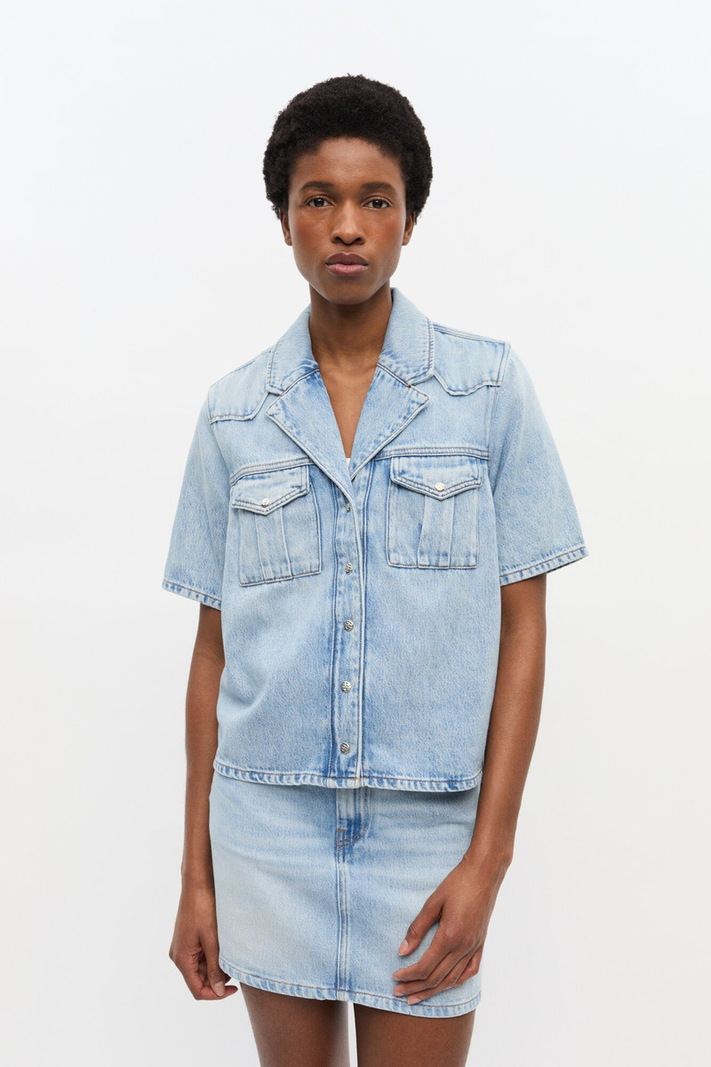 GANNI LIGHT BLUE DENIM SHIRT outlook