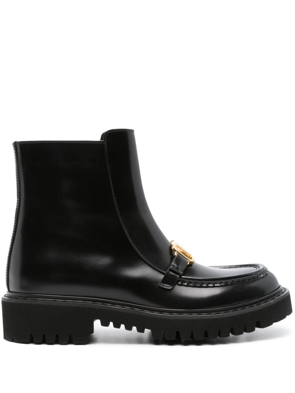 VLogo leather flat boots - 1