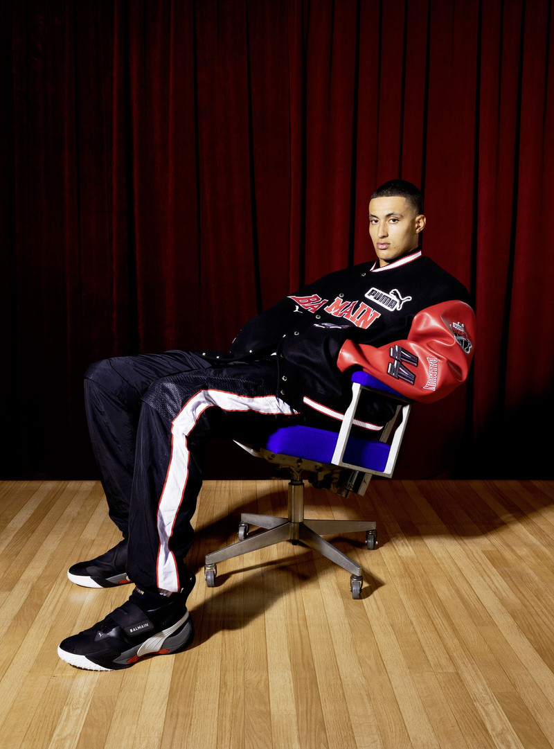 Balmain Balmain x Puma - Leather varsity jacket outlook
