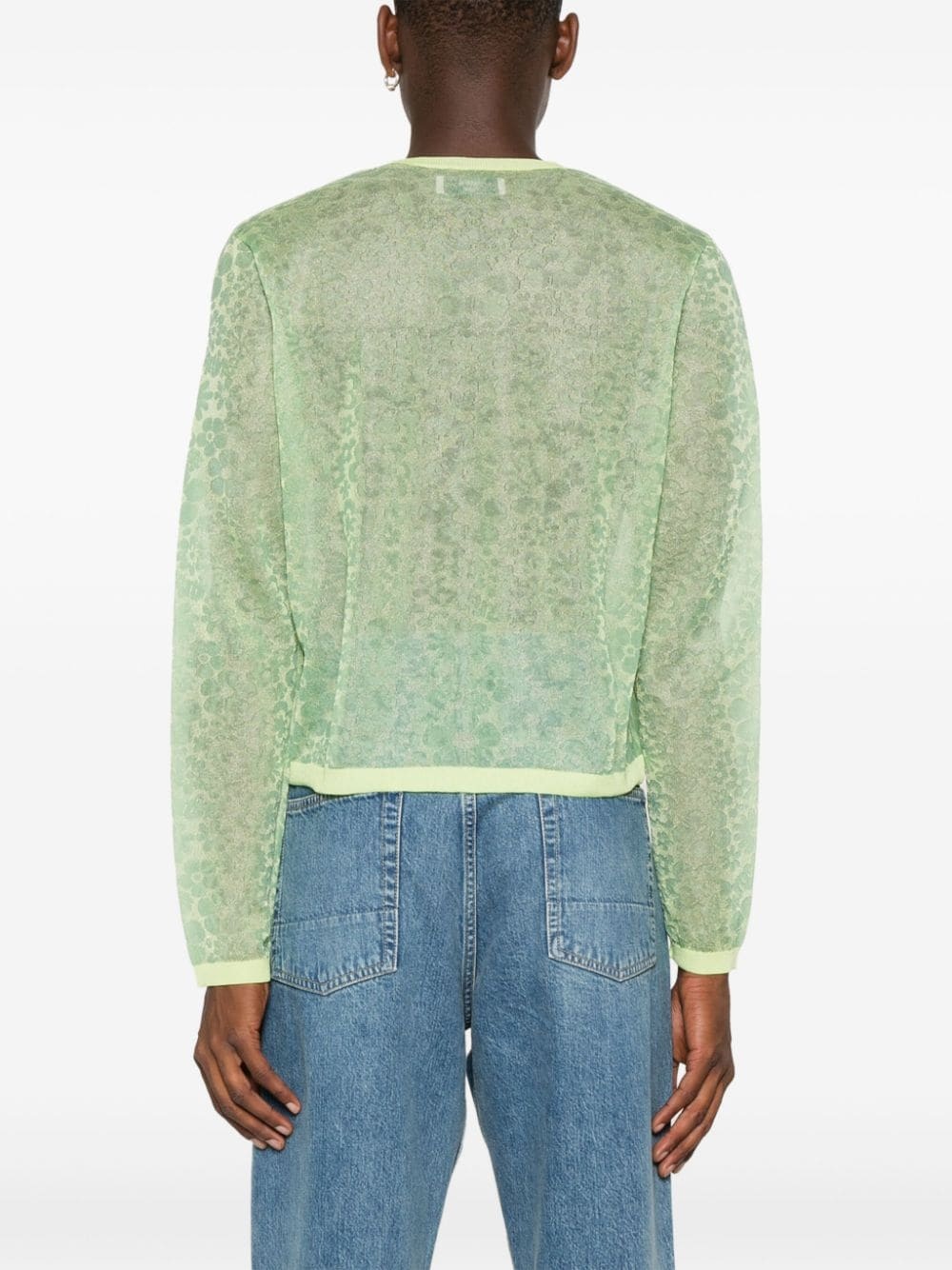 floral-jacquard cardigan - 4