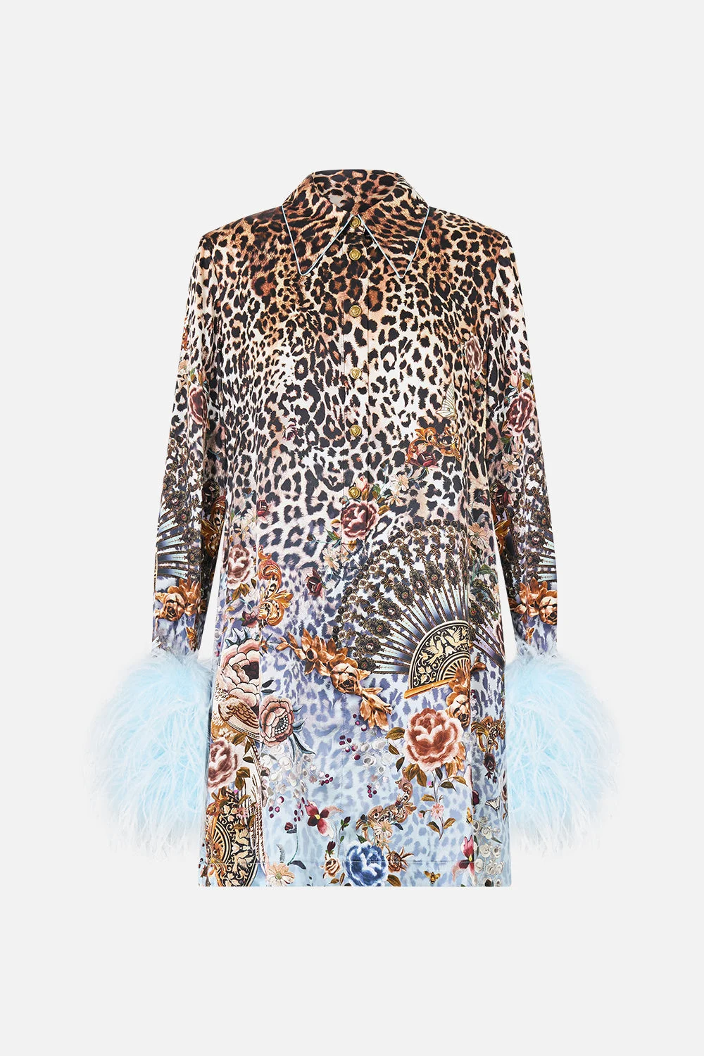 MINI SHIRT DRESS WITH FEATHERS FIESTA, SIESTA, REPEAT - 1