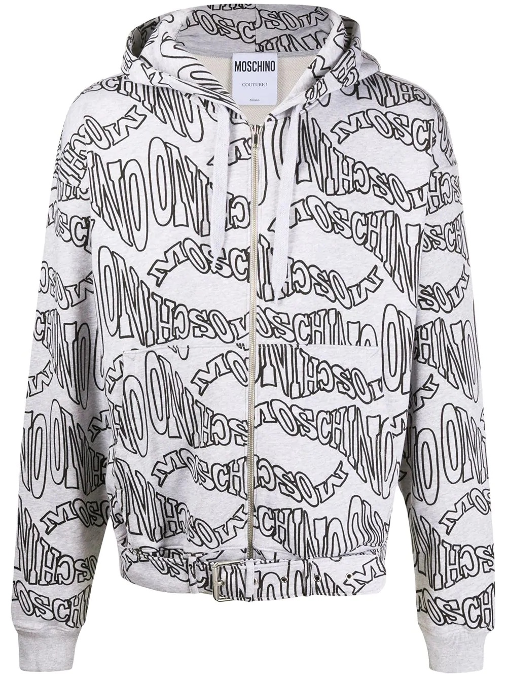 logo print zipped hoddie - 1