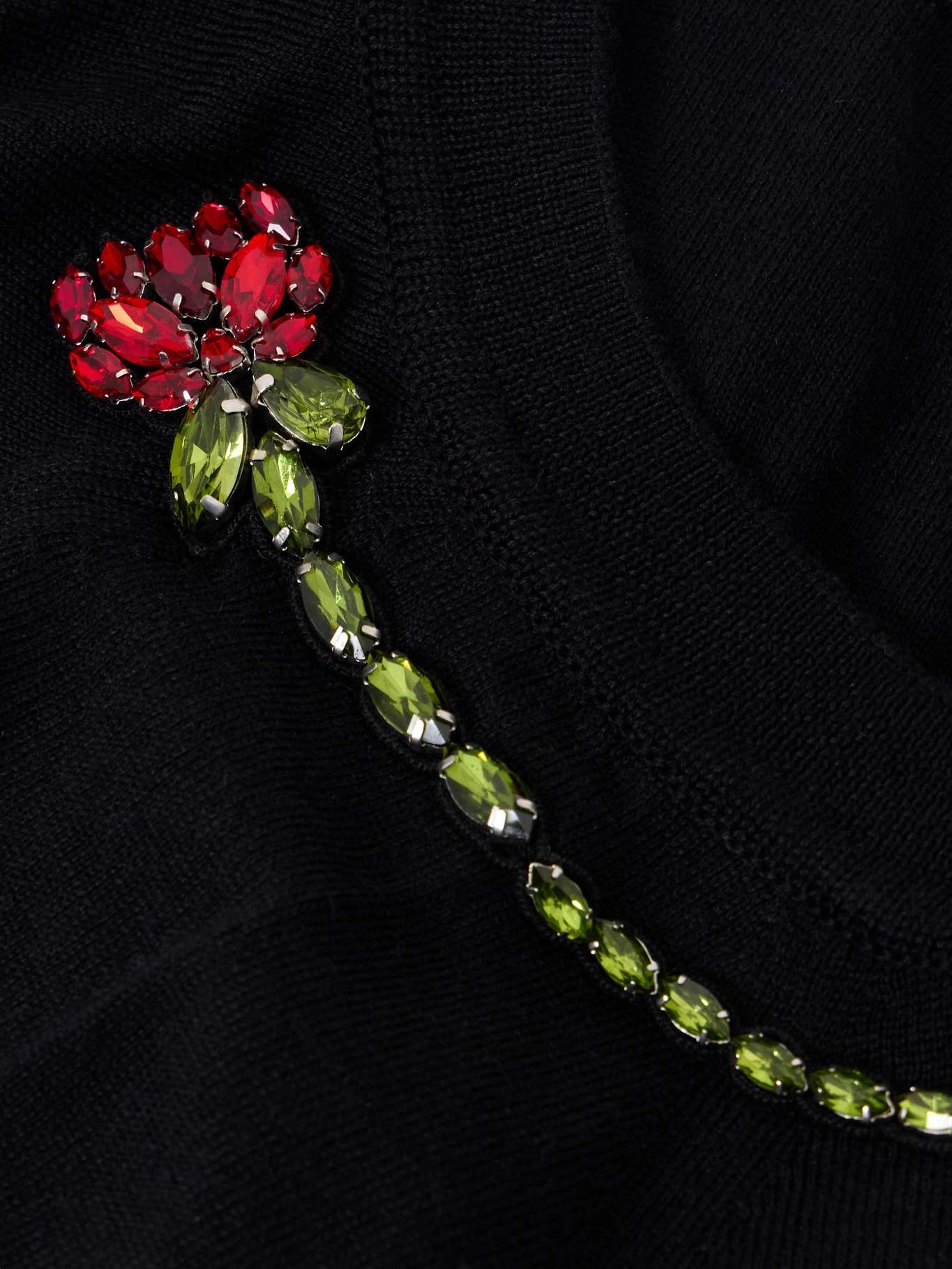 Crystal-embellished wool and silk-blend cardigan Black - 4