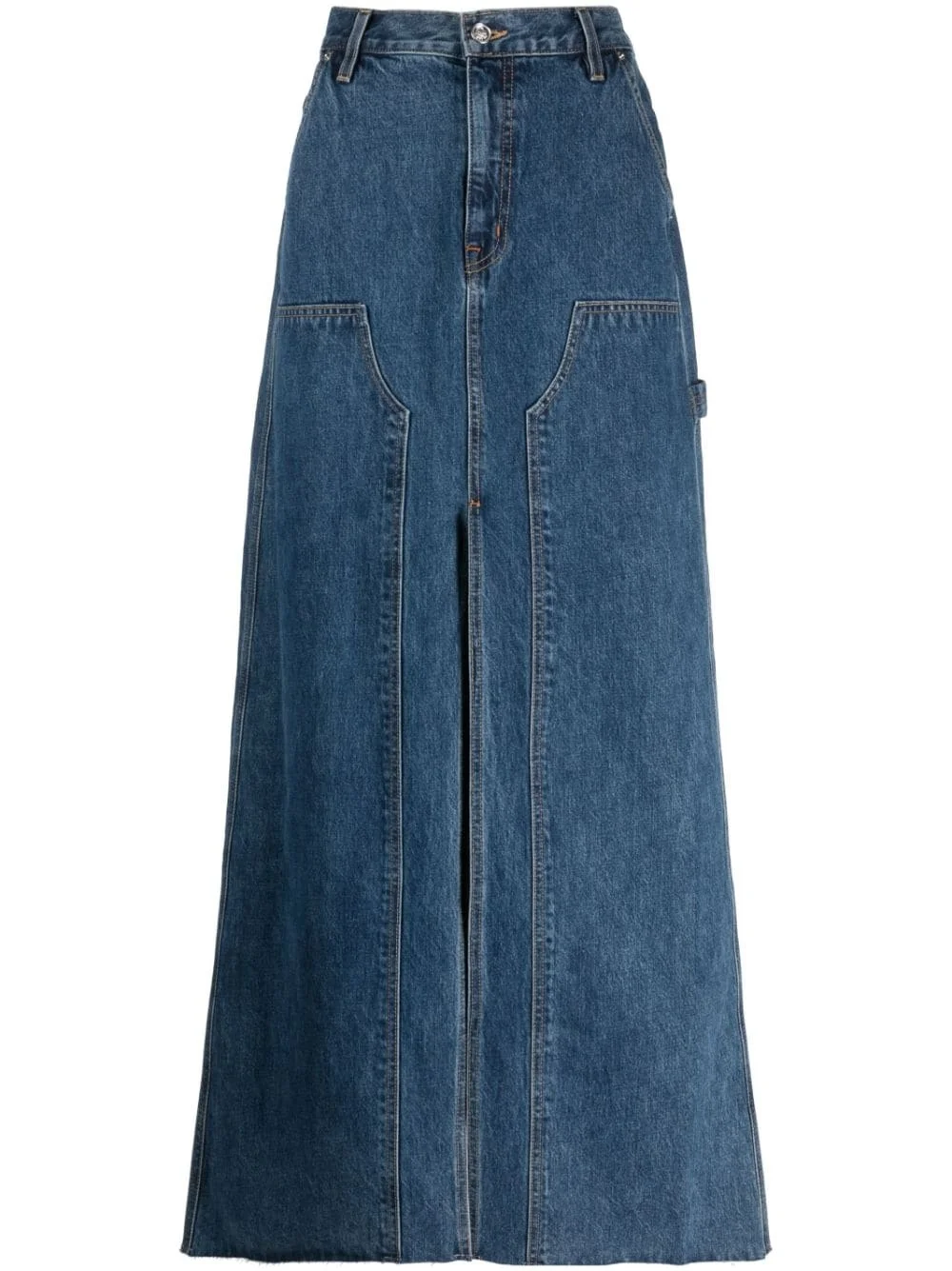 high-waist denim long skirt - 1