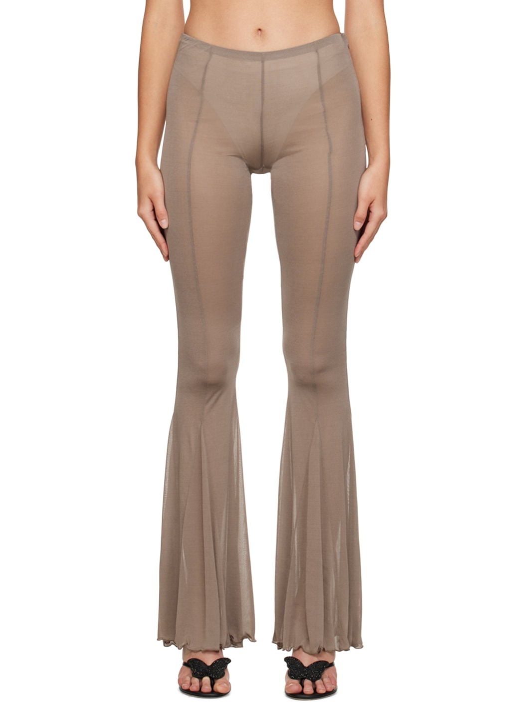 Taupe Flare Trousers - 1