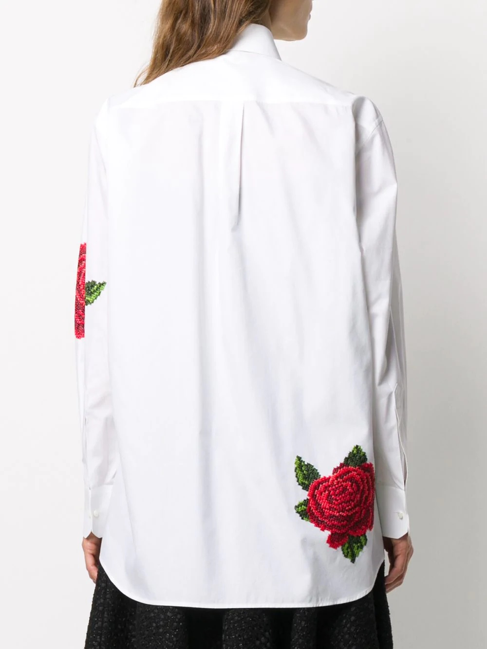 rose-embroidered long-sleeve shirt - 4