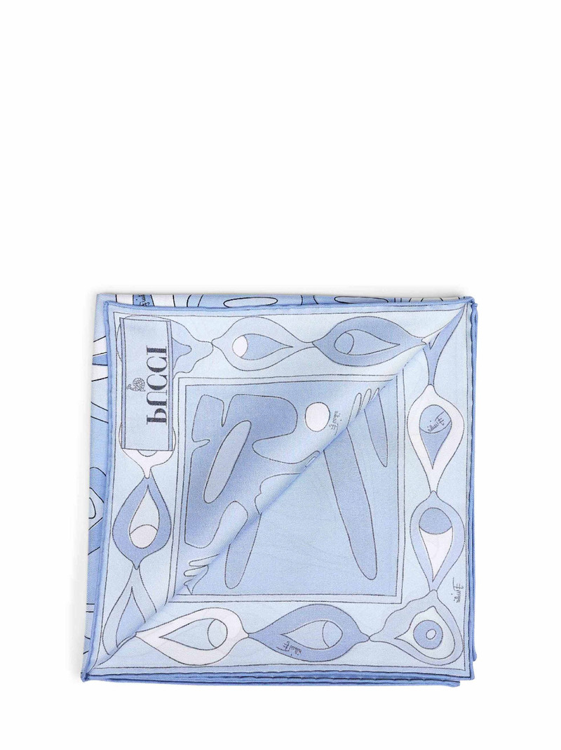 PUCCI Pale blue Angoli-print silk twill scarf outlook