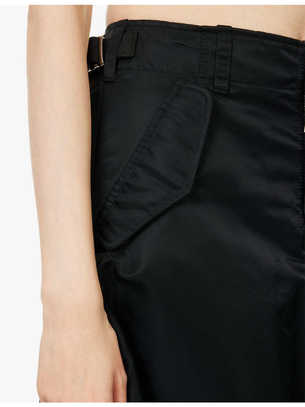 V-Slit High-Rise Twill Midi Skirt - 5