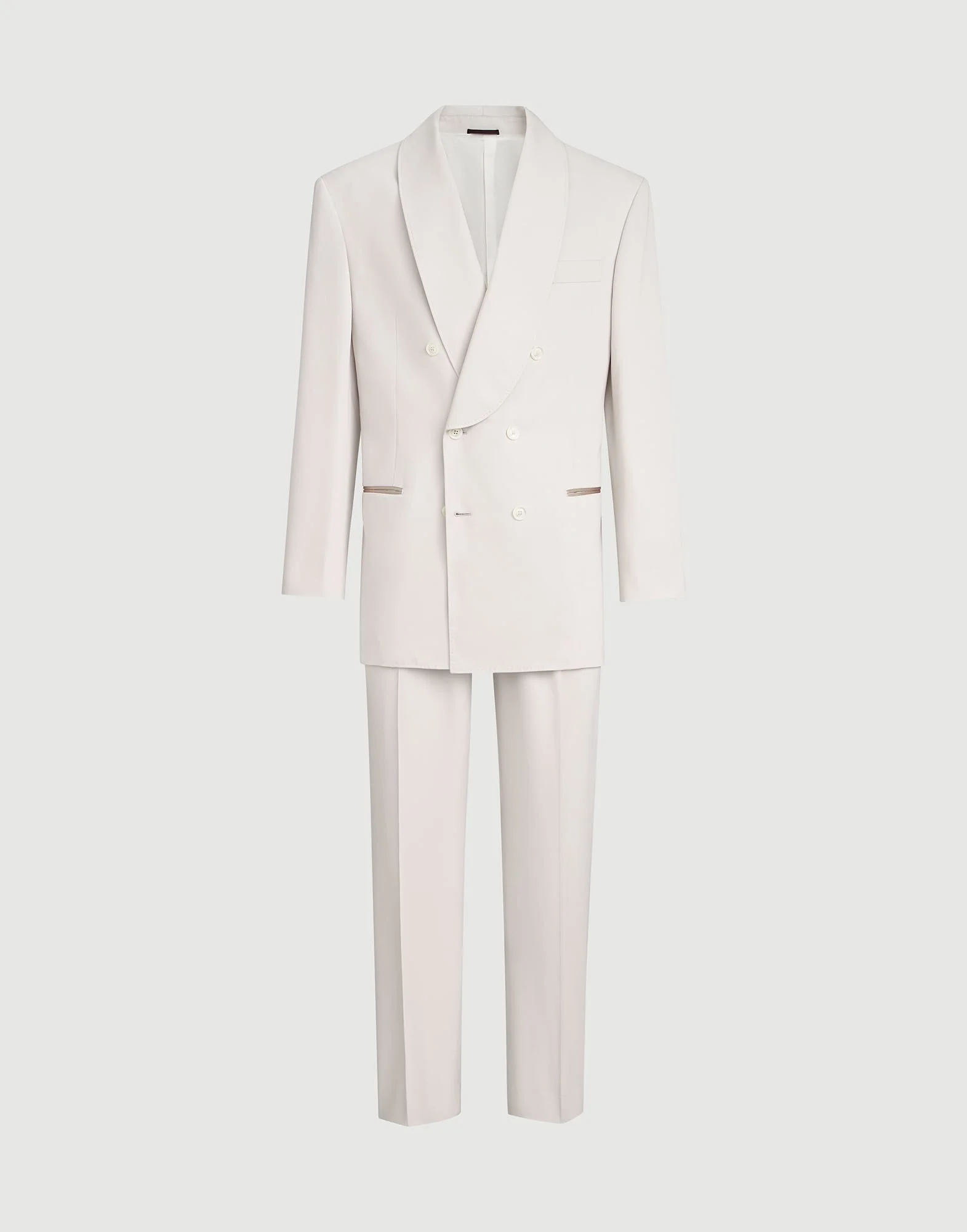 Délavé silk twill tuxedo with one-and-a-half breasted blazer with shawl lapel and trousers with doub - 1