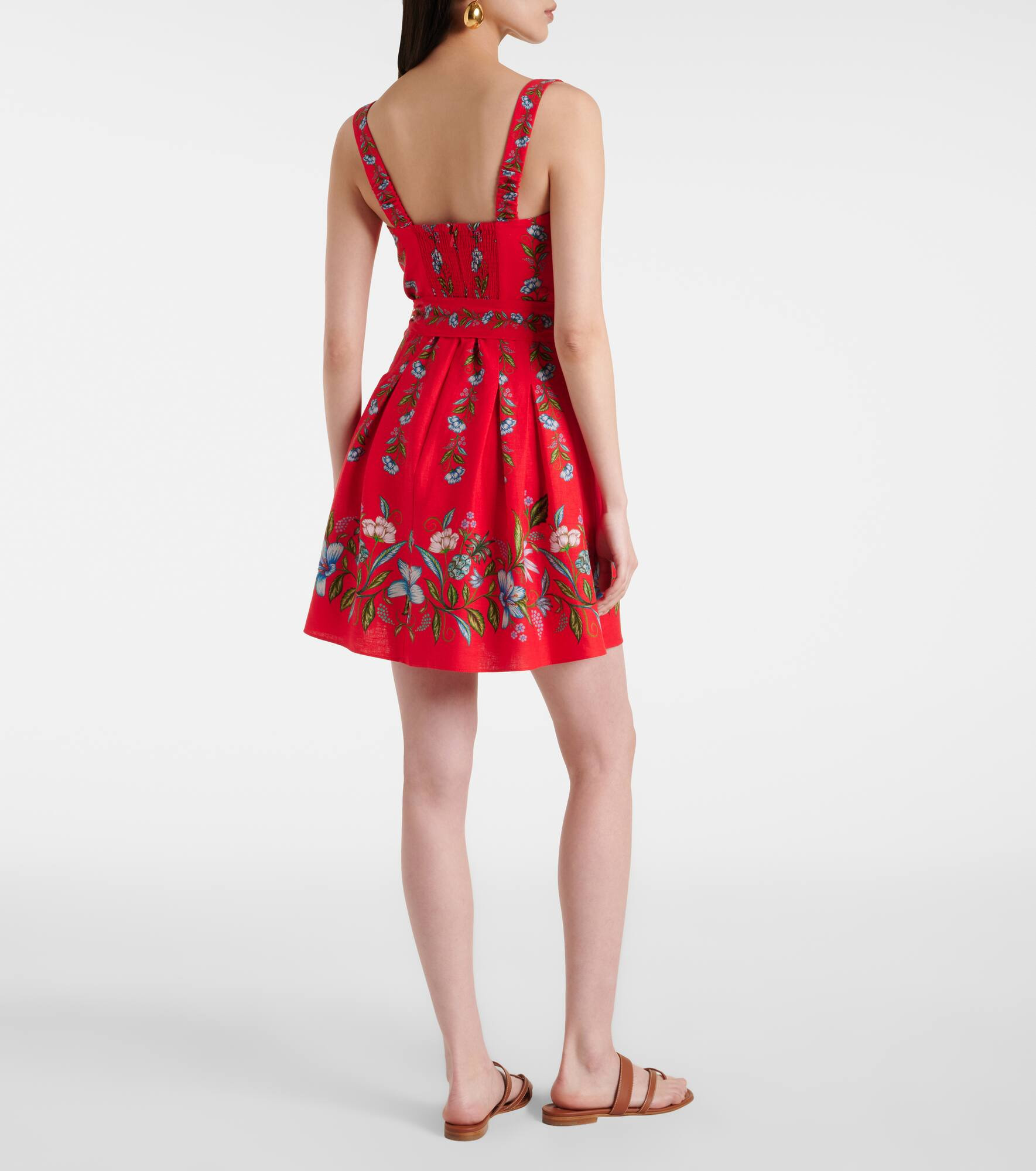 Sweet Bloom Bouquet linen-blend minidress - 3