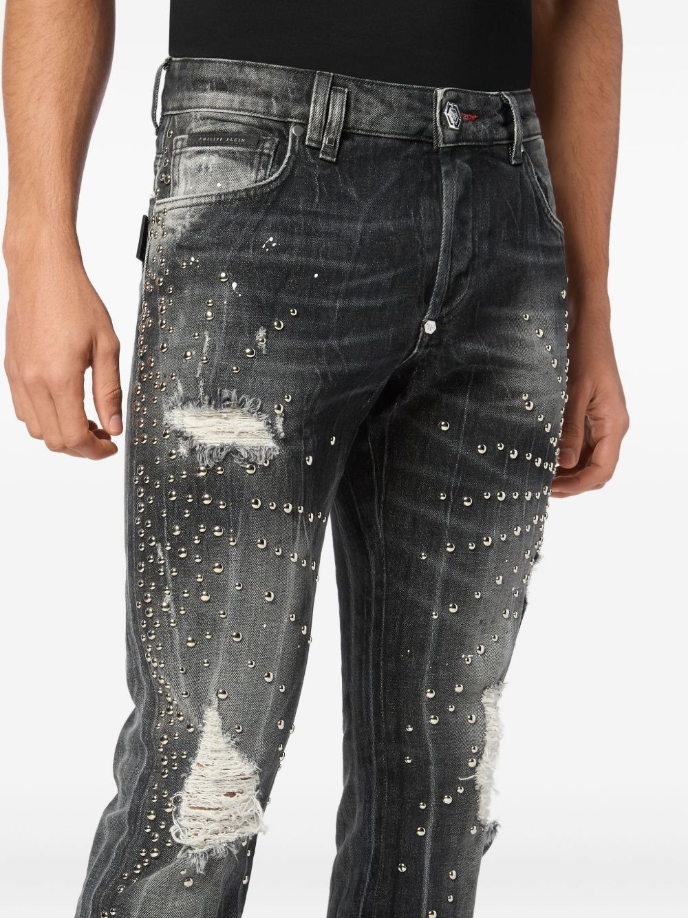 studded distressed jeans - 4