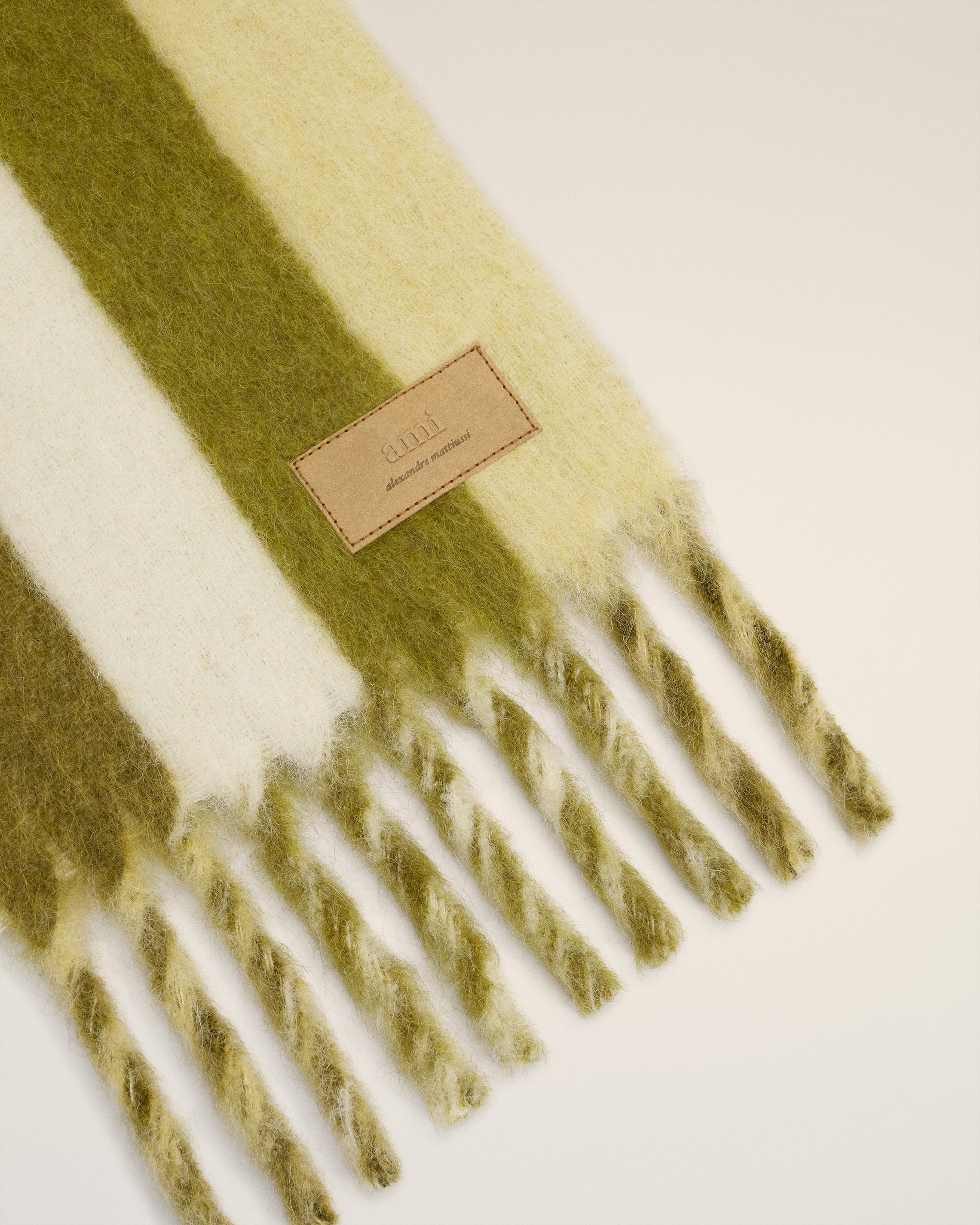 GREEN ALPACA STRIPED  SCARF - 3