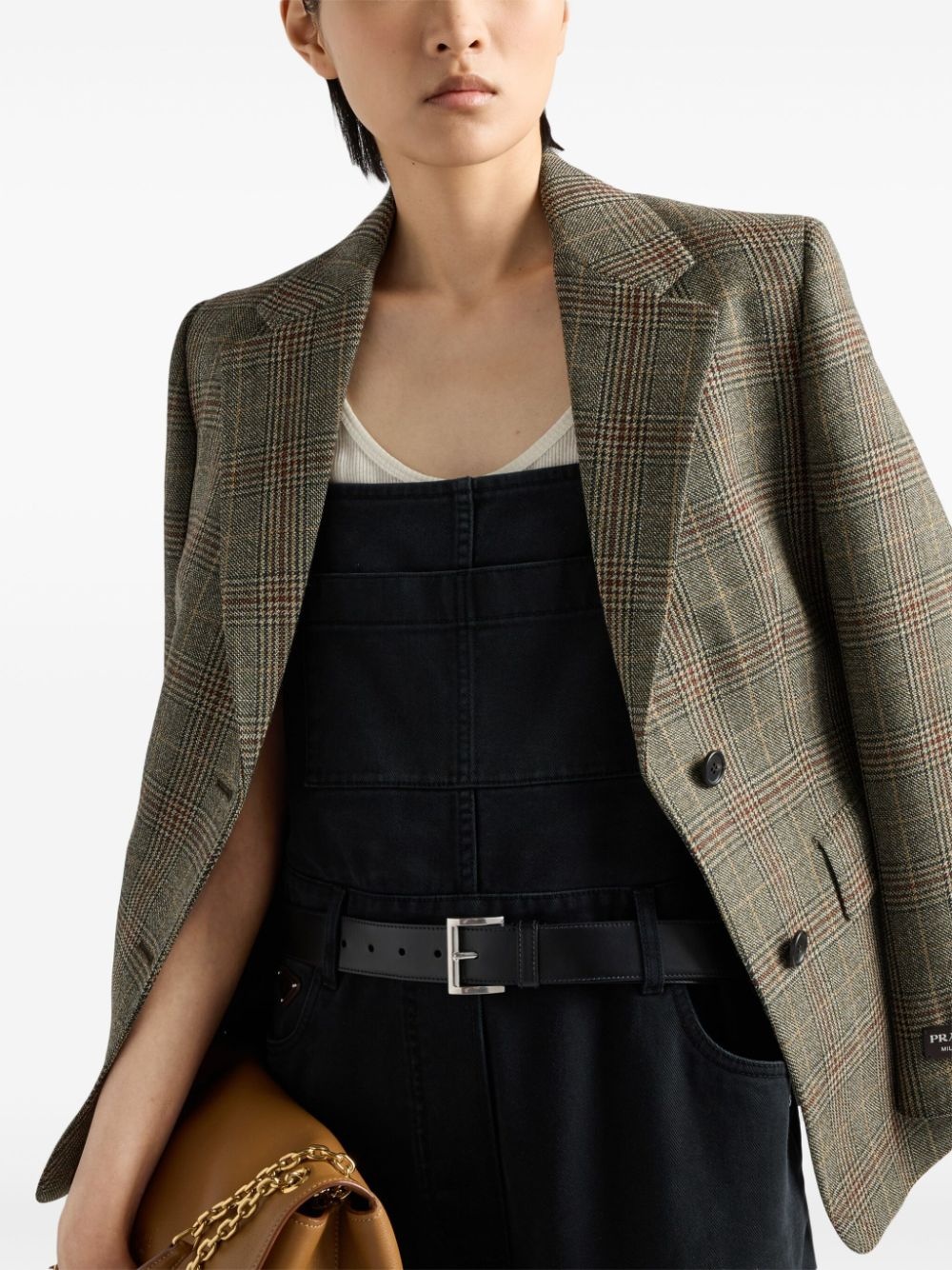 triangle-logo denim jumpsuit - 4