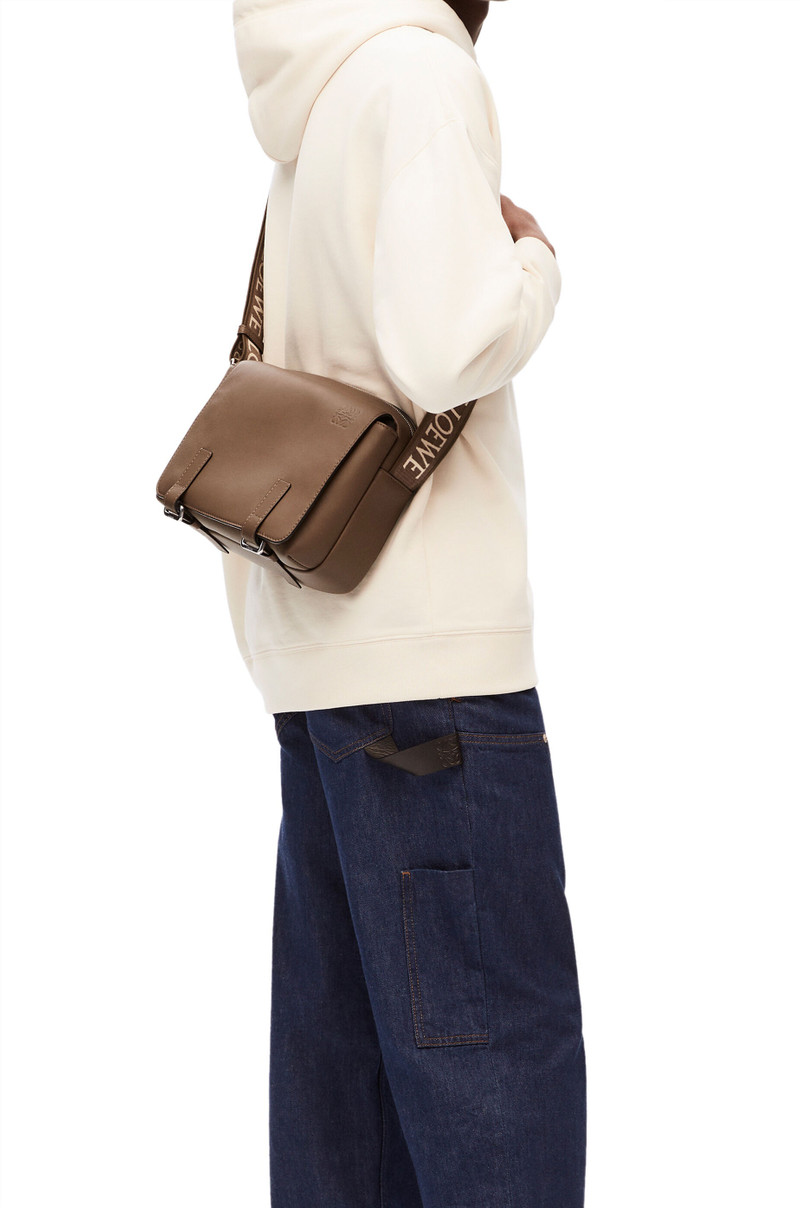 Loewe XS Military messenger bag in supple smooth calfskin and jacquard outlook