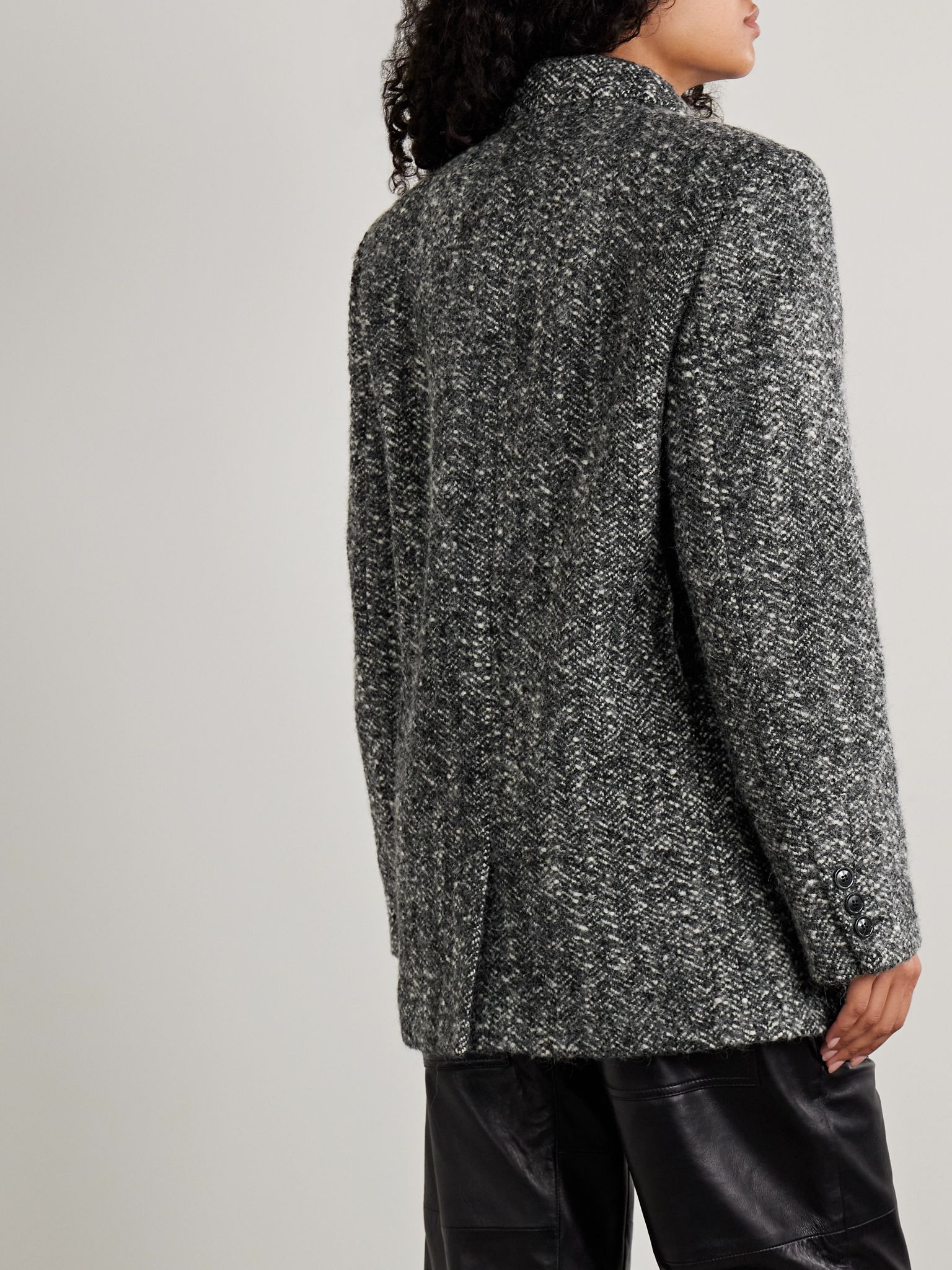 Ezzia double-breasted wool-blend bouclé-tweed blazer Gray - 4