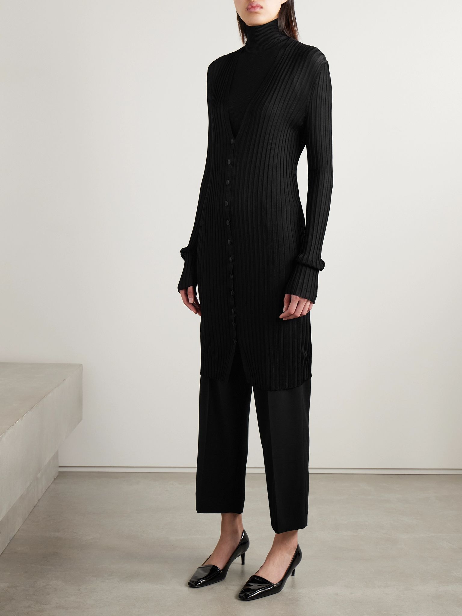 Ramon ribbed-knit cardigan Black - 3