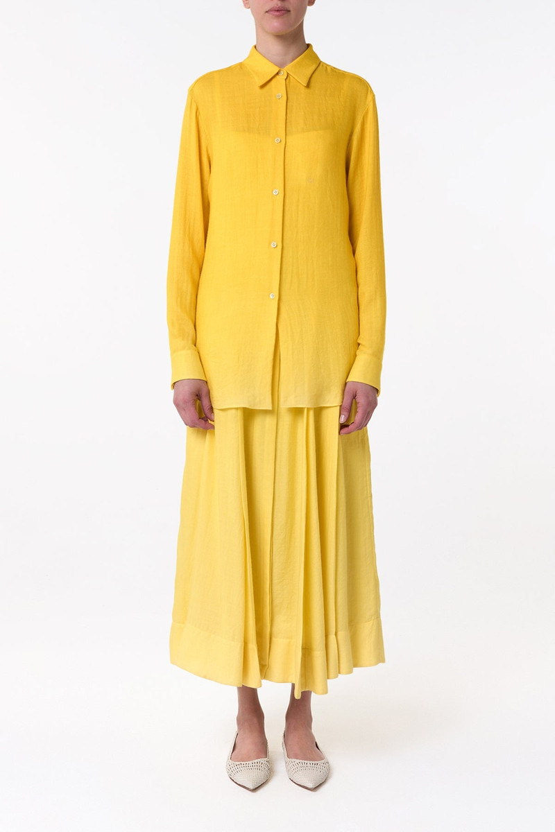 Reyes Shirt in Cadmium Yellow Cashmere Silk Herringbone 2