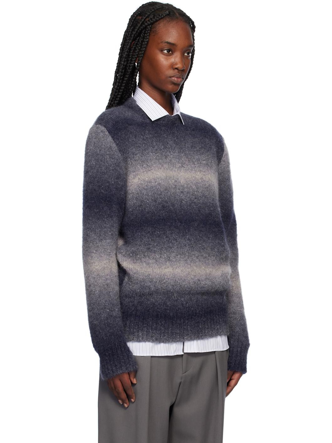 Navy Alpaca Round Neck Sweater - 2