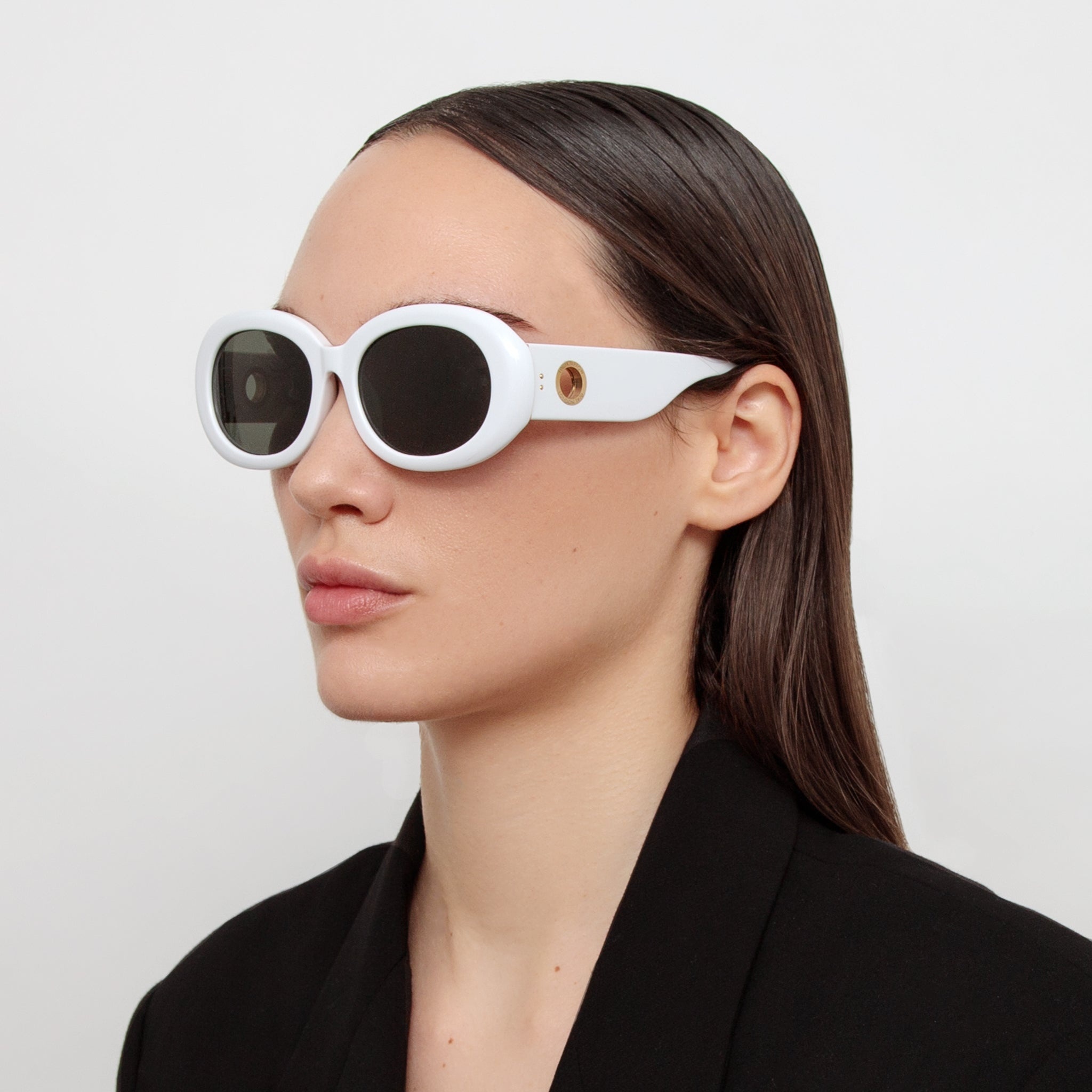 LINA OVAL SUNGLASSES IN WHITE - 2