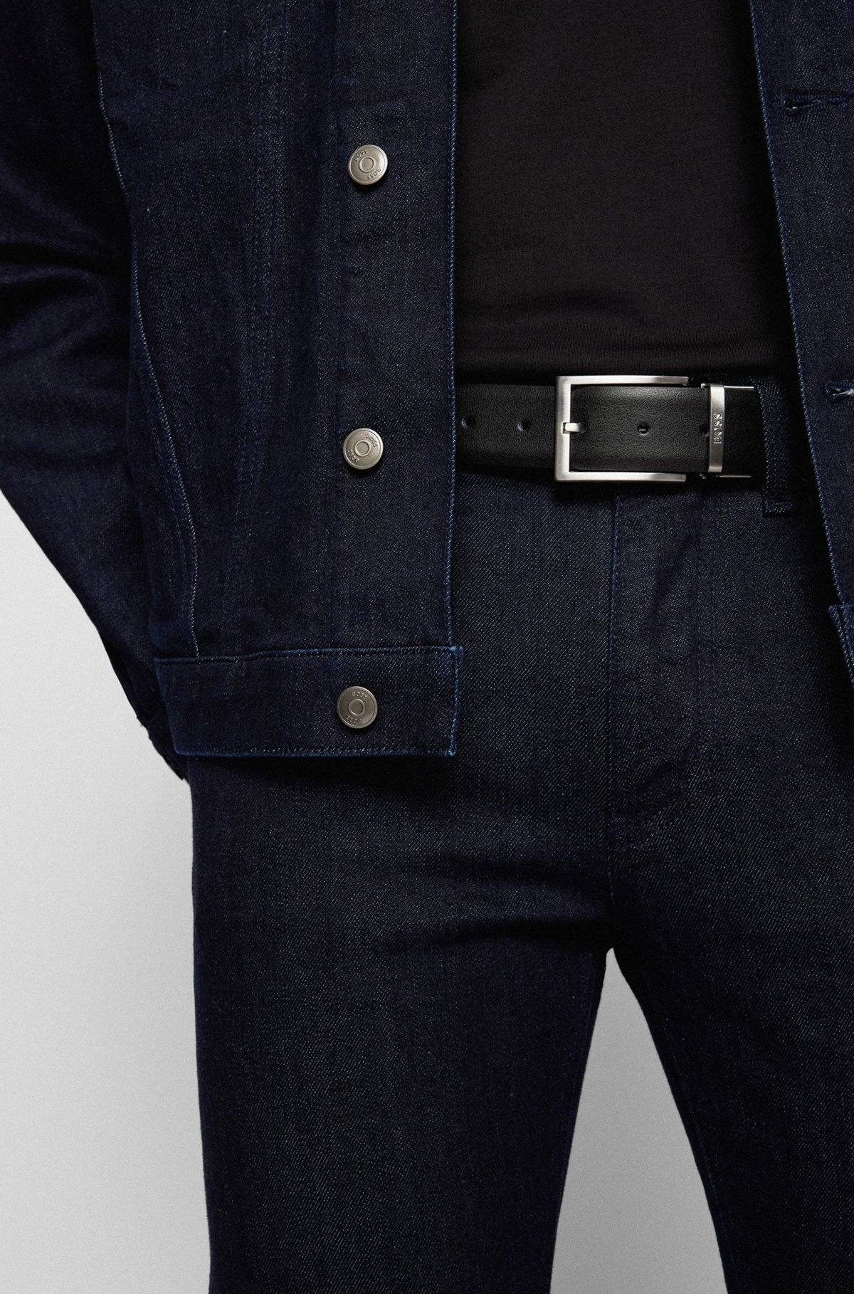 REVERSIBLE ITALIAN-LEATHER BELT WITH LOGO KEEPER - 2
