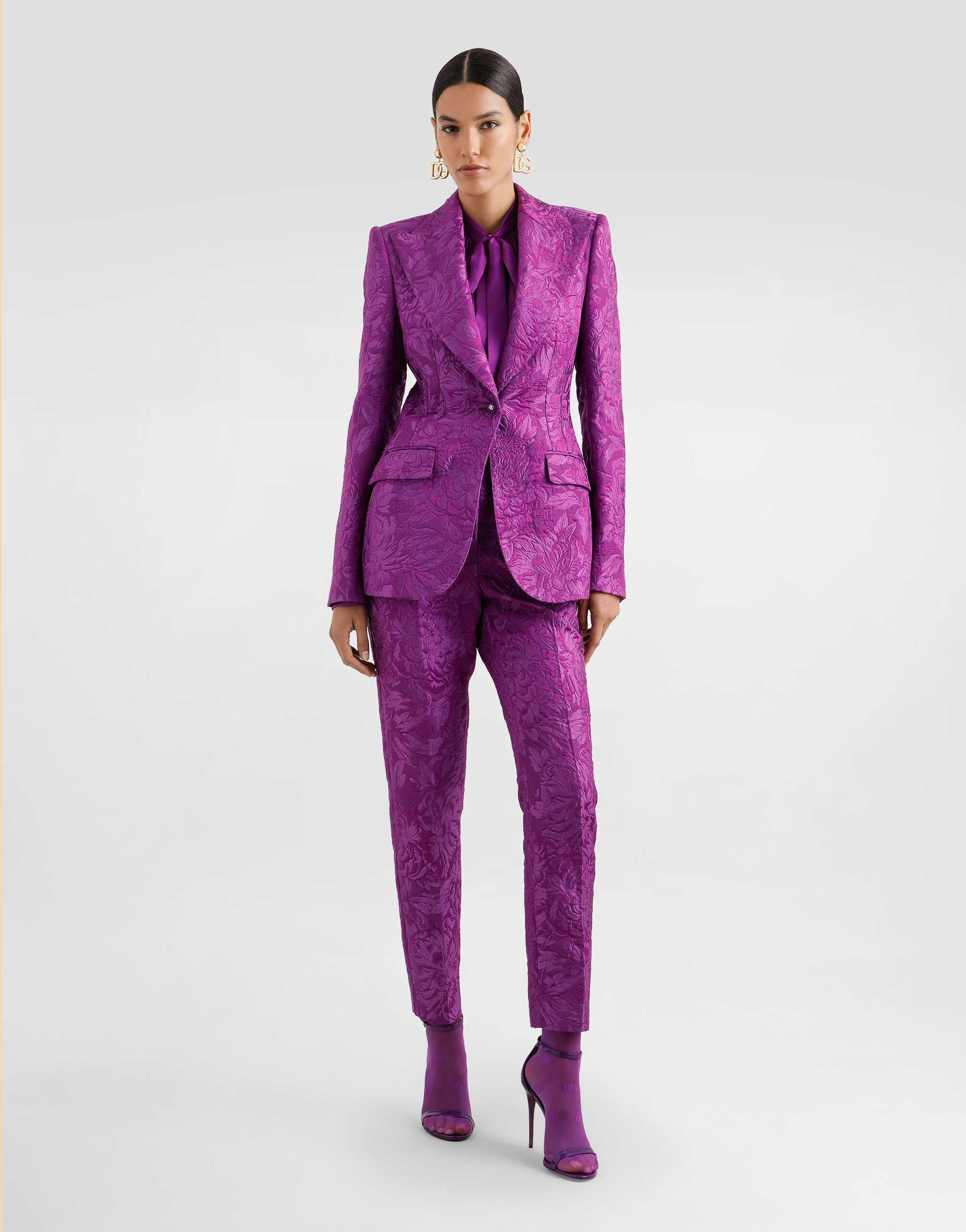 Peony-motif brocade trousers - 2