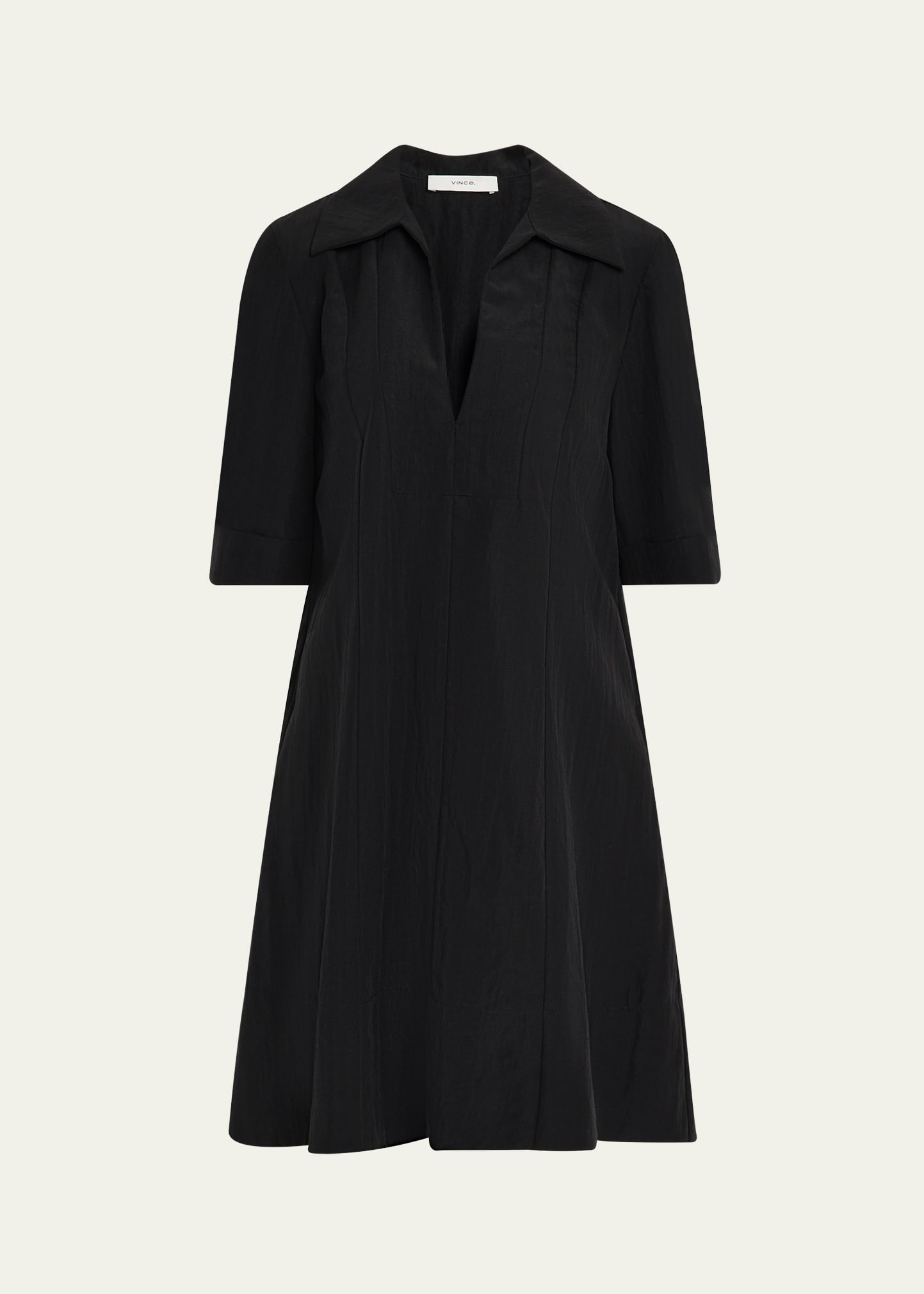 Short-Sleeve A-Line Short Dress - 1
