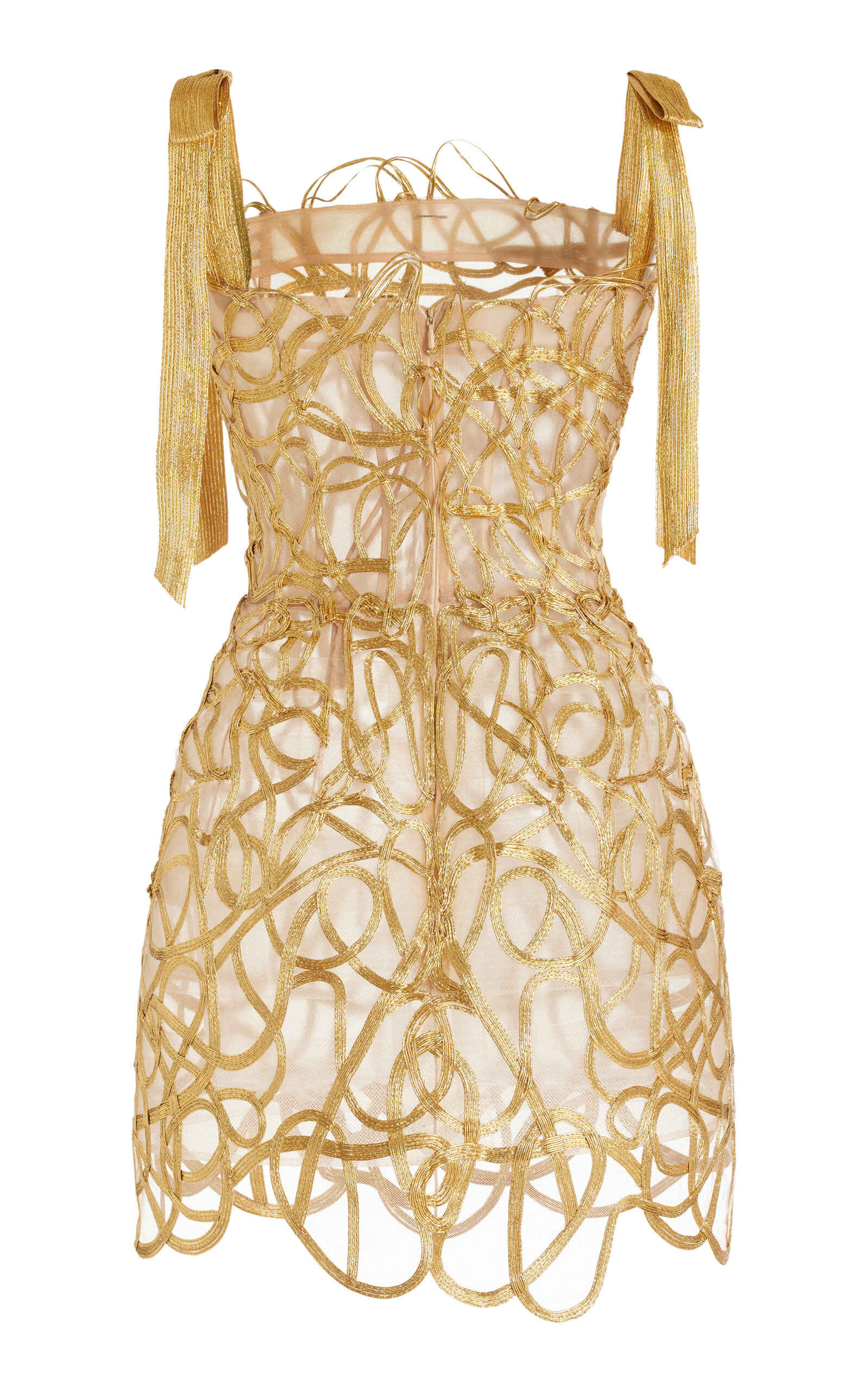 Metallic Embroidered Mini Dress gold - 6