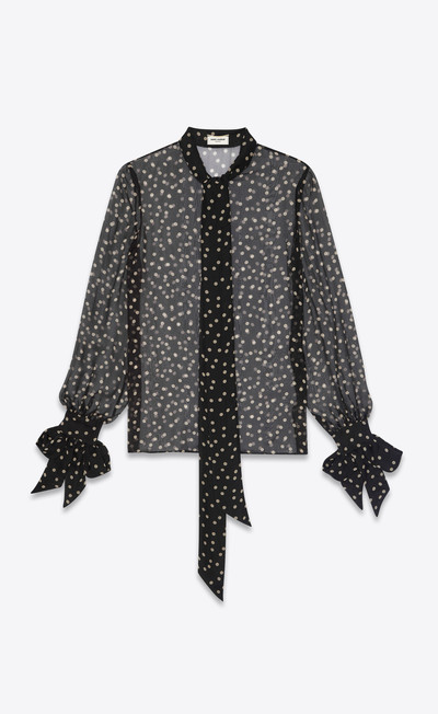 SAINT LAURENT lavallière-neck blouse in dotted silk muslin outlook
