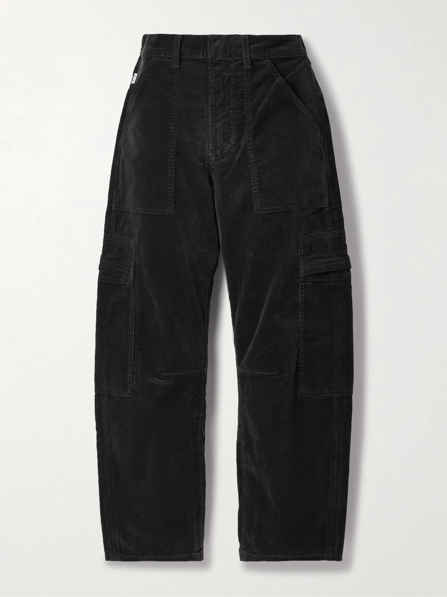 Marcelle cotton-blend corduroy wide-leg cargo pants Charcoal - 1