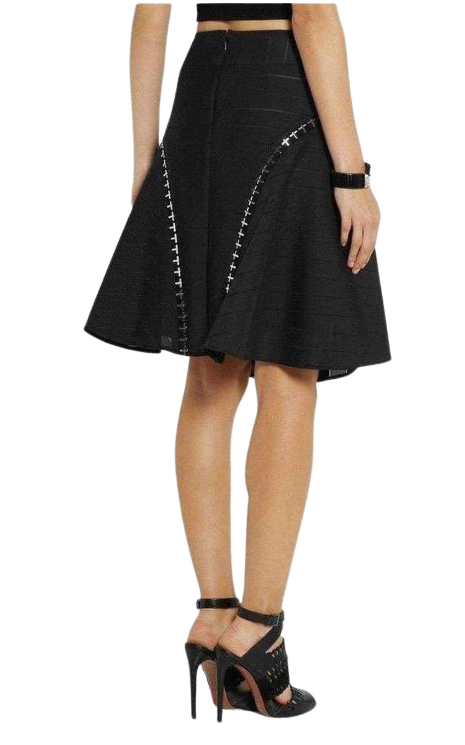 Flared Embellished Stretch Skirt - 4