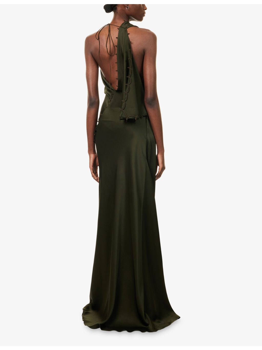 Rouleaux Draped Satin Maxi Dress - 4