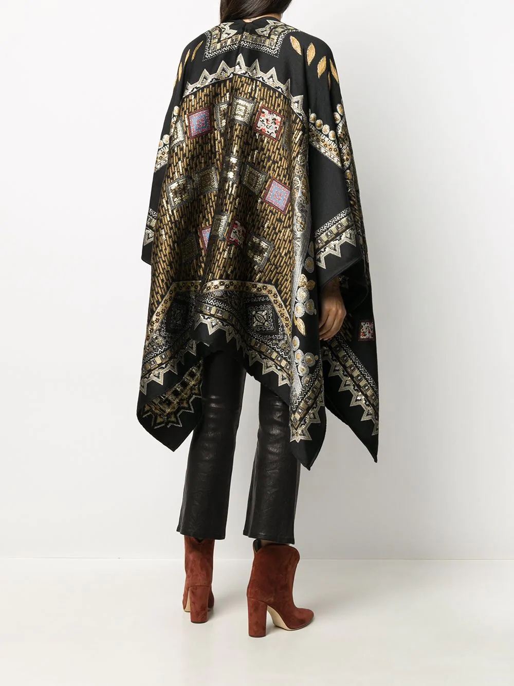 metallic embroidered poncho - 4