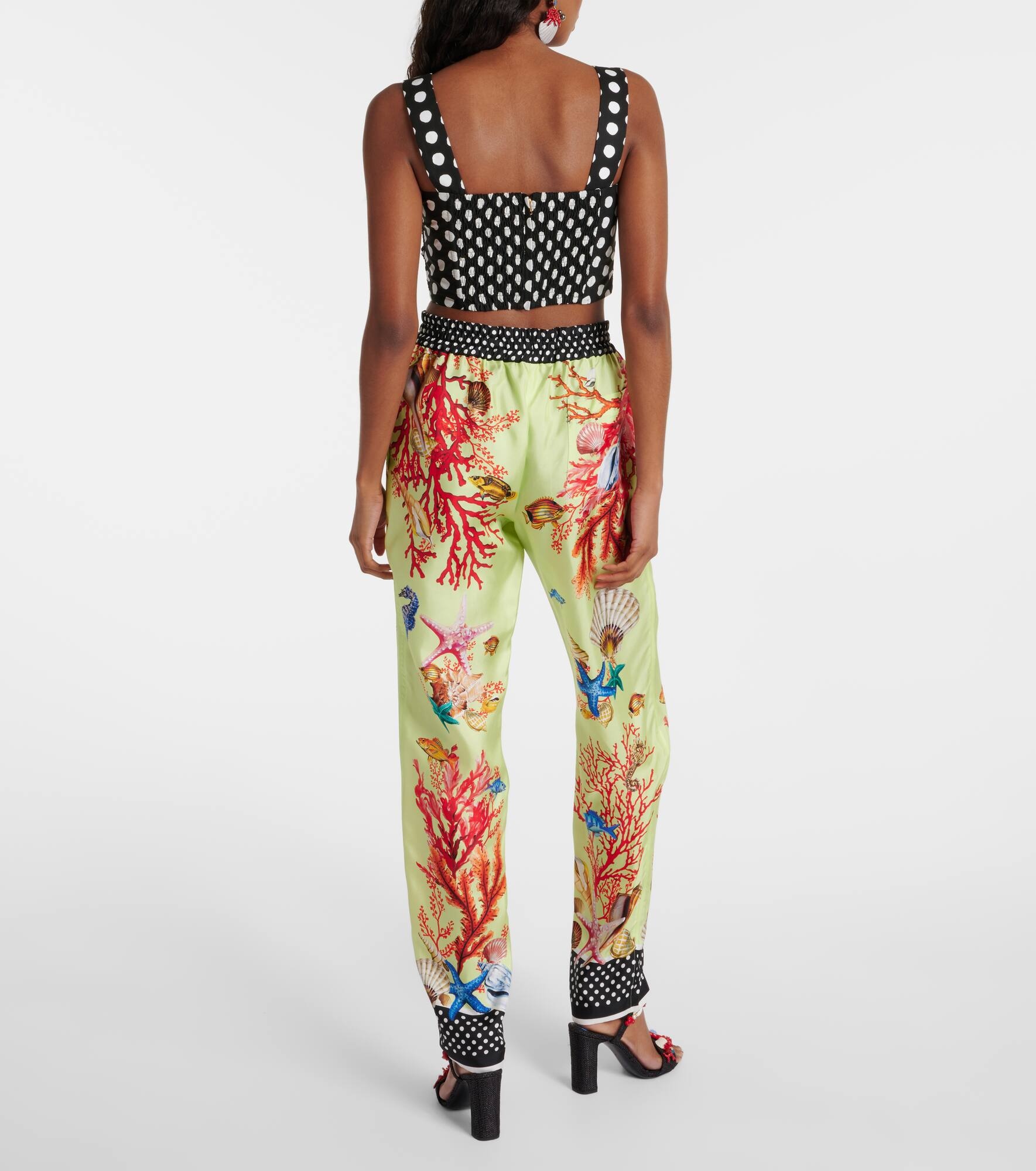 Capri printed silk wide-leg pants - 3