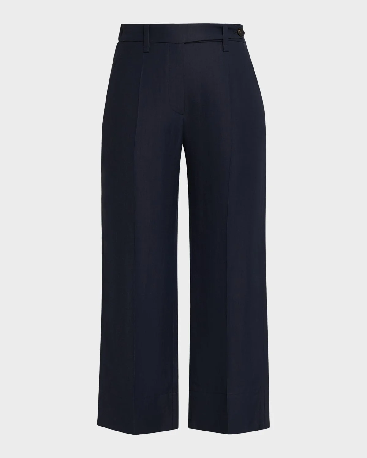Linen Twill Wide-Leg Crop Cigarette Pants - 1