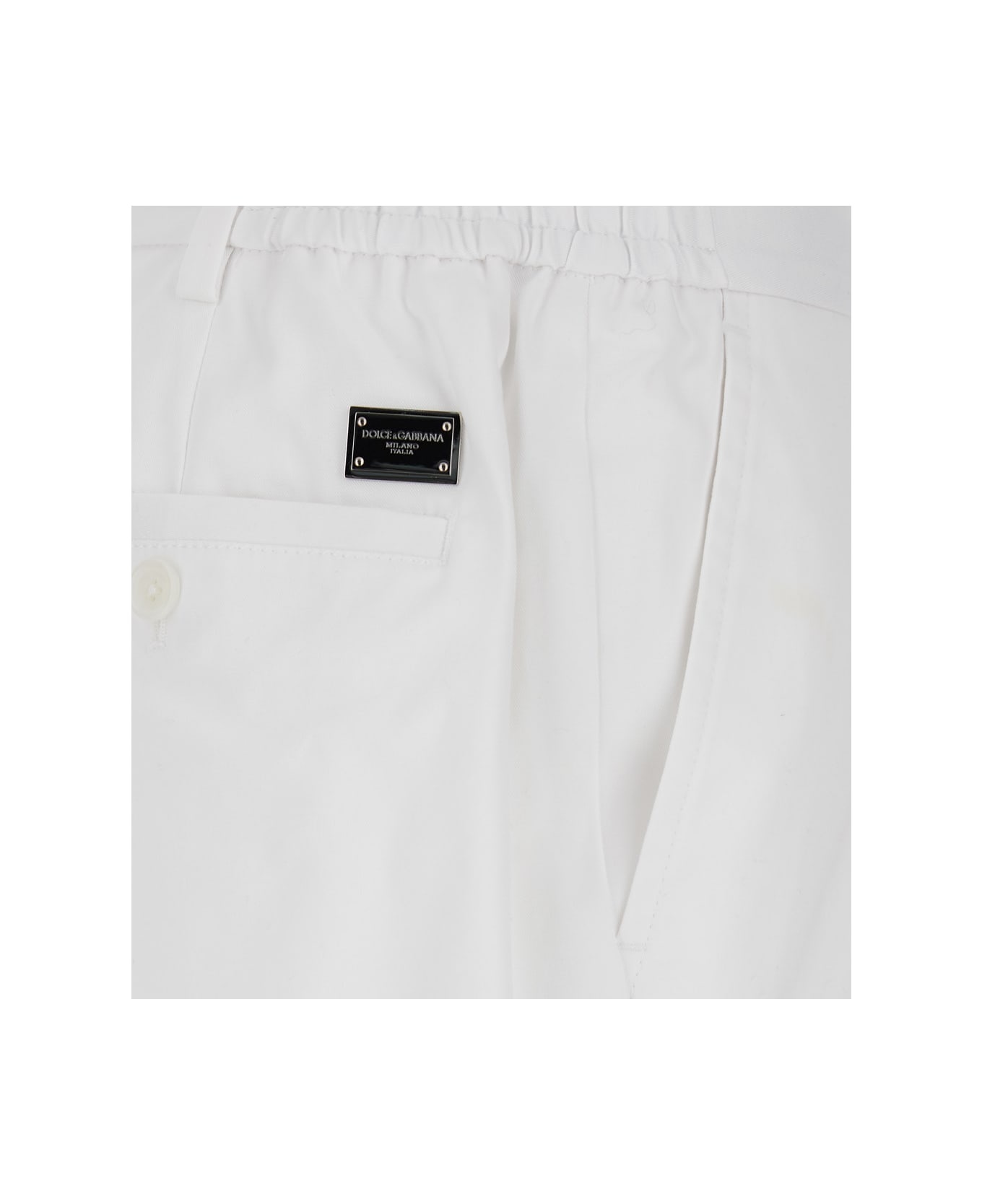 White Five Pocket Pants With Logo Plaque On The Back In Cotton Man - 3