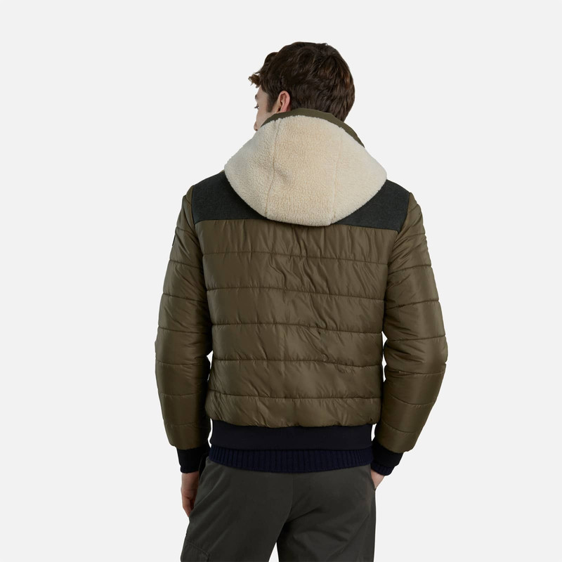 Multimaterial Reversible Bomber Jacket Green Ivory 6