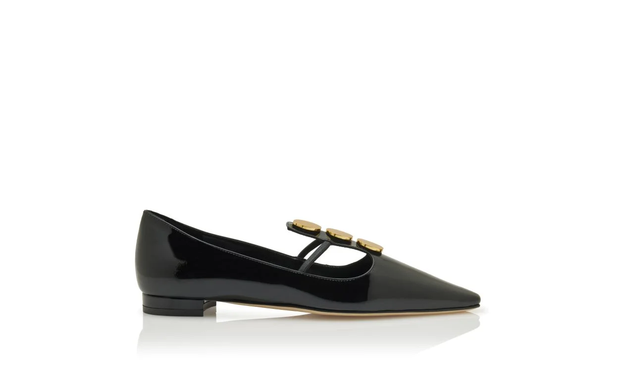 Black Patent Leather Flat Pumps - 1