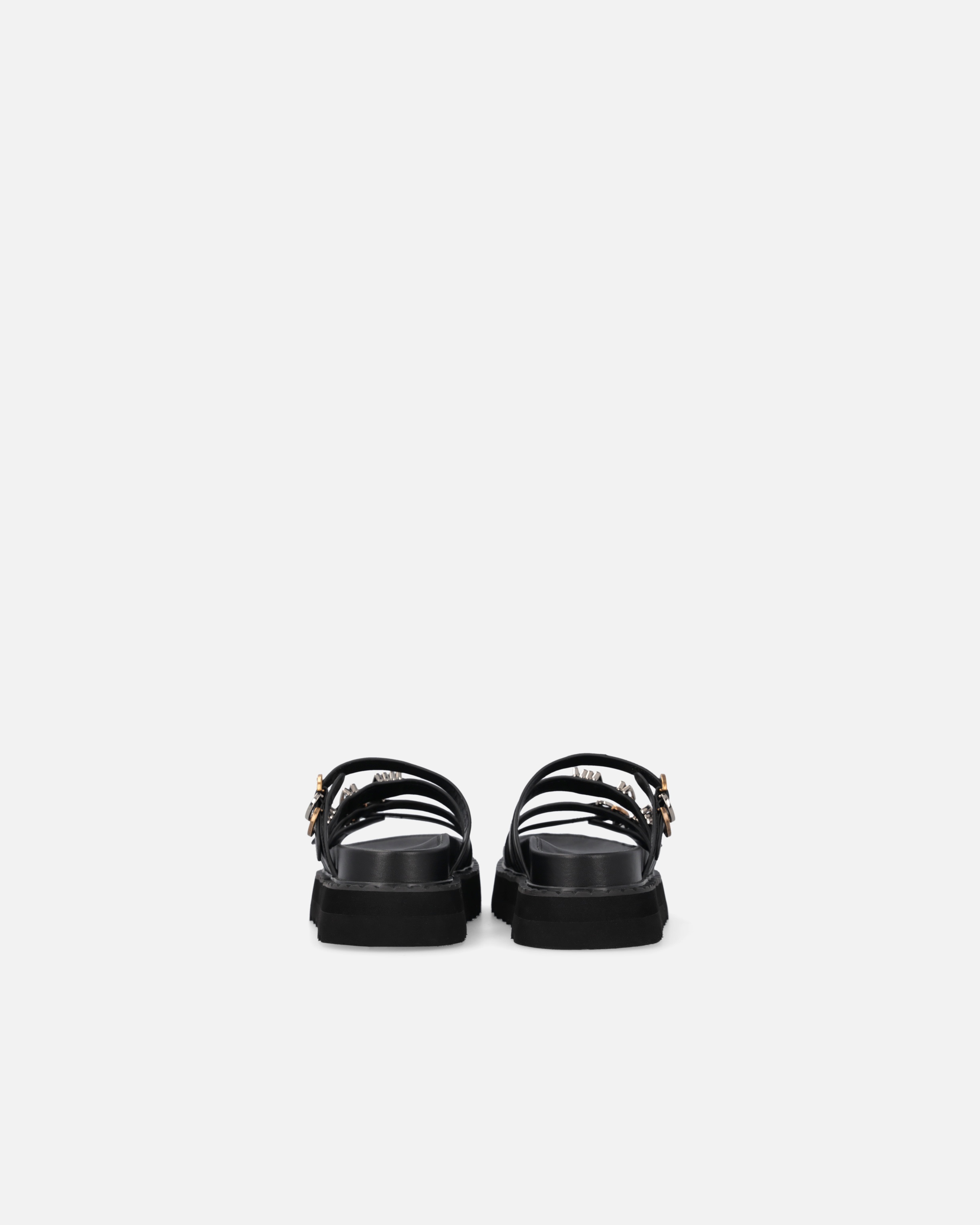 LEATHER SLIPPERS WITH WEDGE AND STRAPS - 8