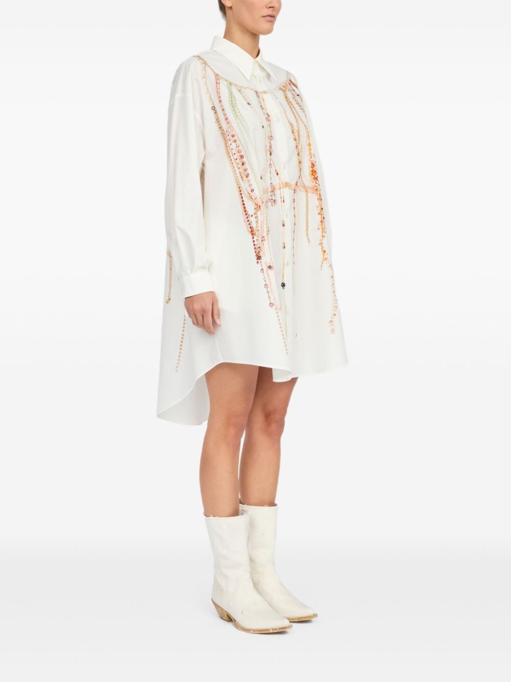 bead detailing shirt dress - 3