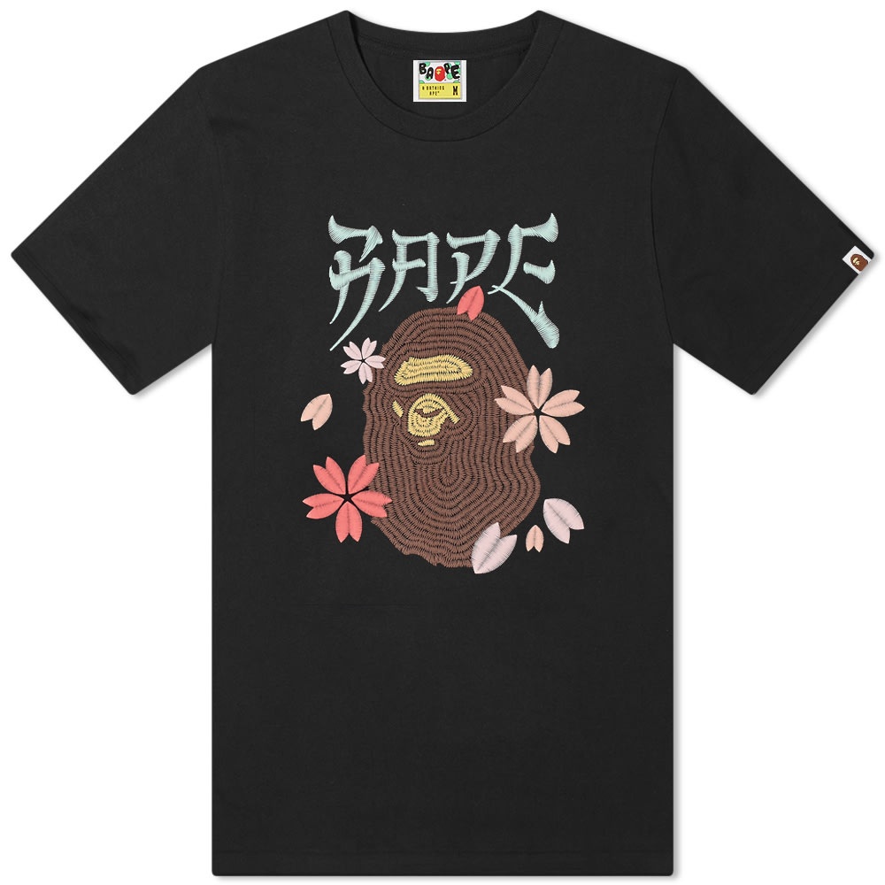 A Bathing Ape Embroidered Style Sakura Ape Head Tee - 1