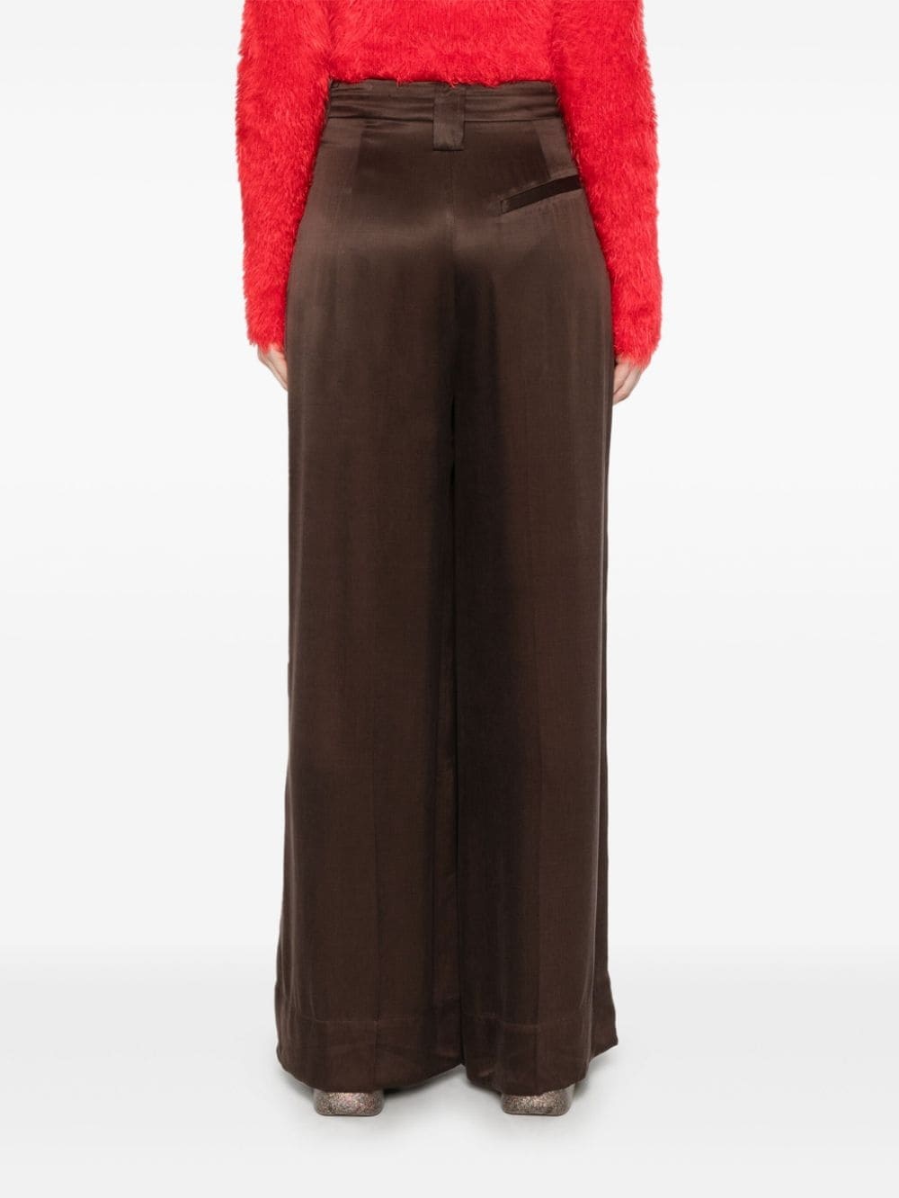 high-waisted satin trousers - 4