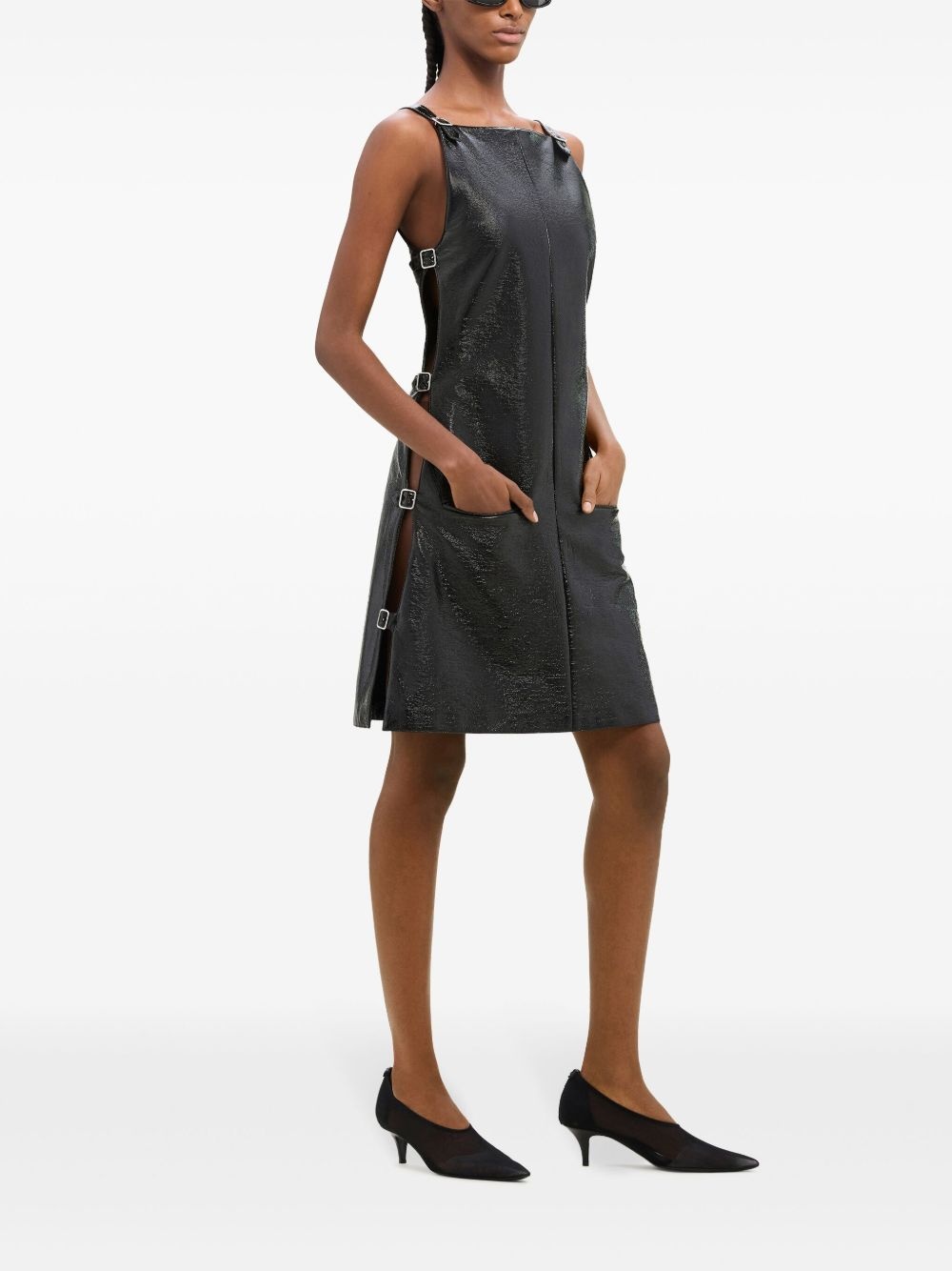 multi-strap vinyl dress - 3