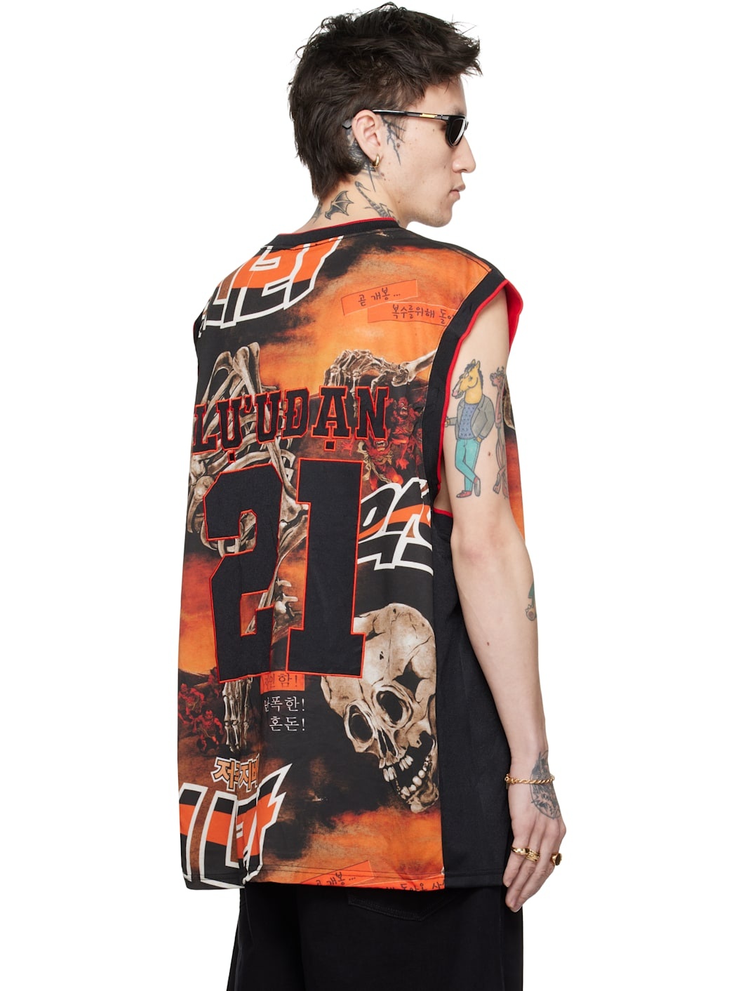 Black & Orange B Ball L-D Tank Top - 3