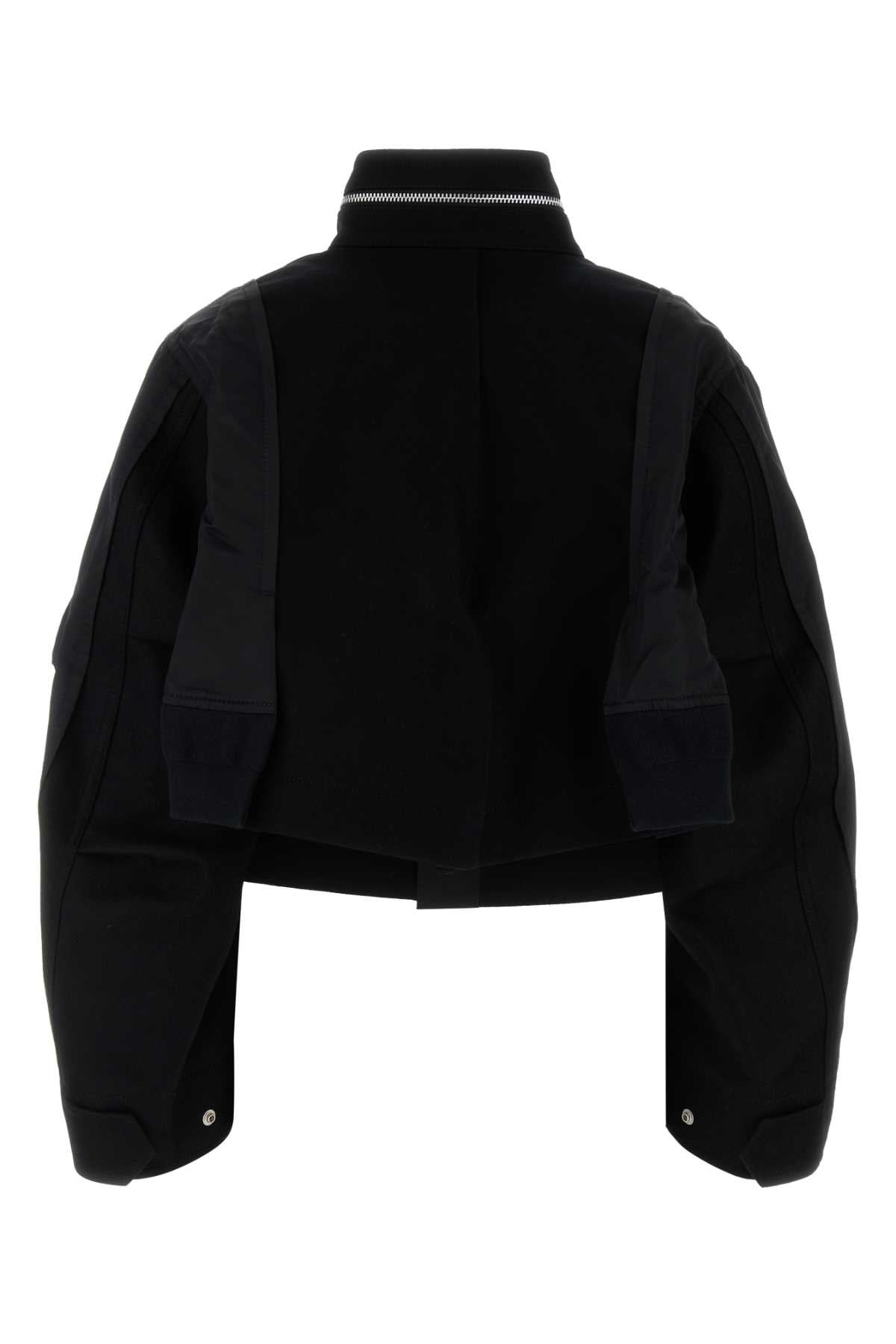 Sacai Women Black Wool And Nylon Bomber Jacket - 2
