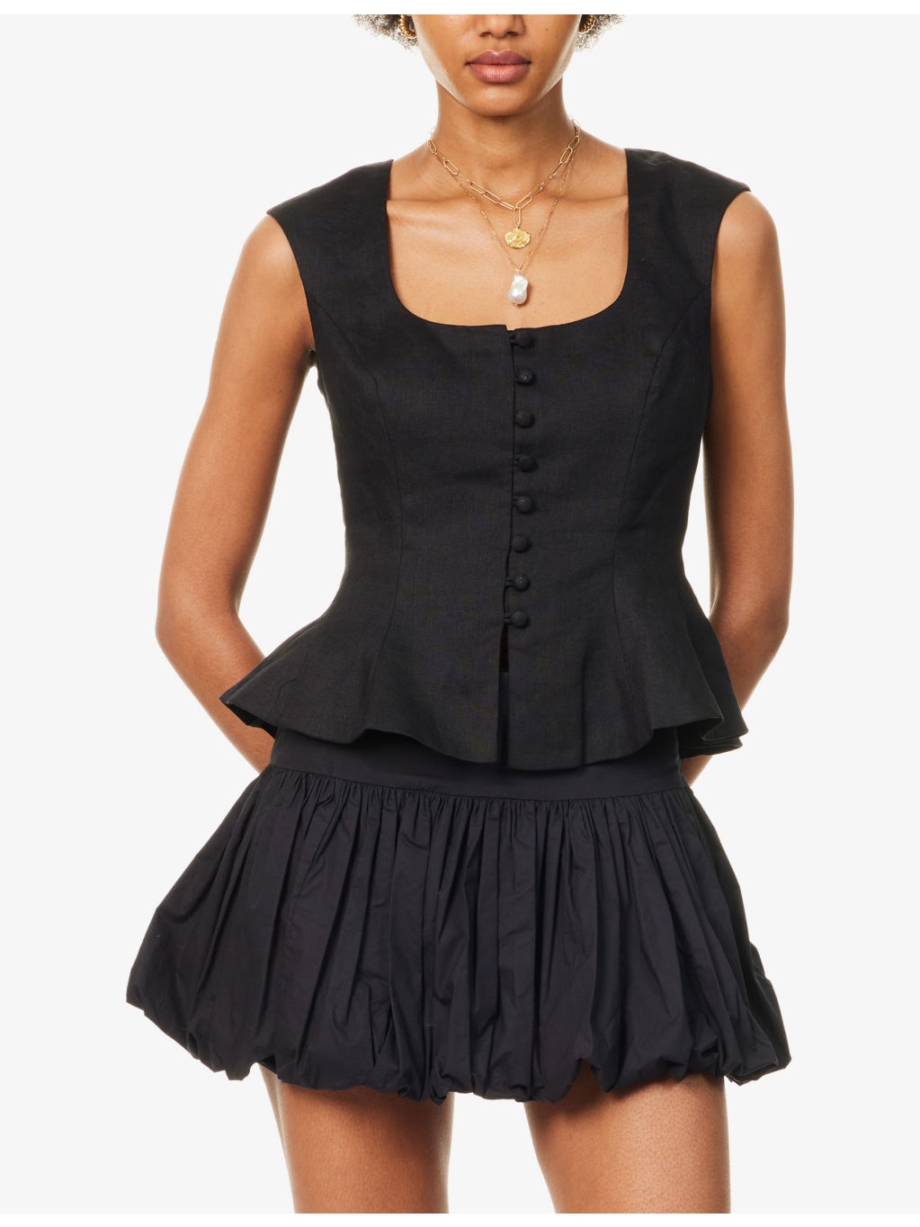Paolina Flared-Hem Linen Top - 3