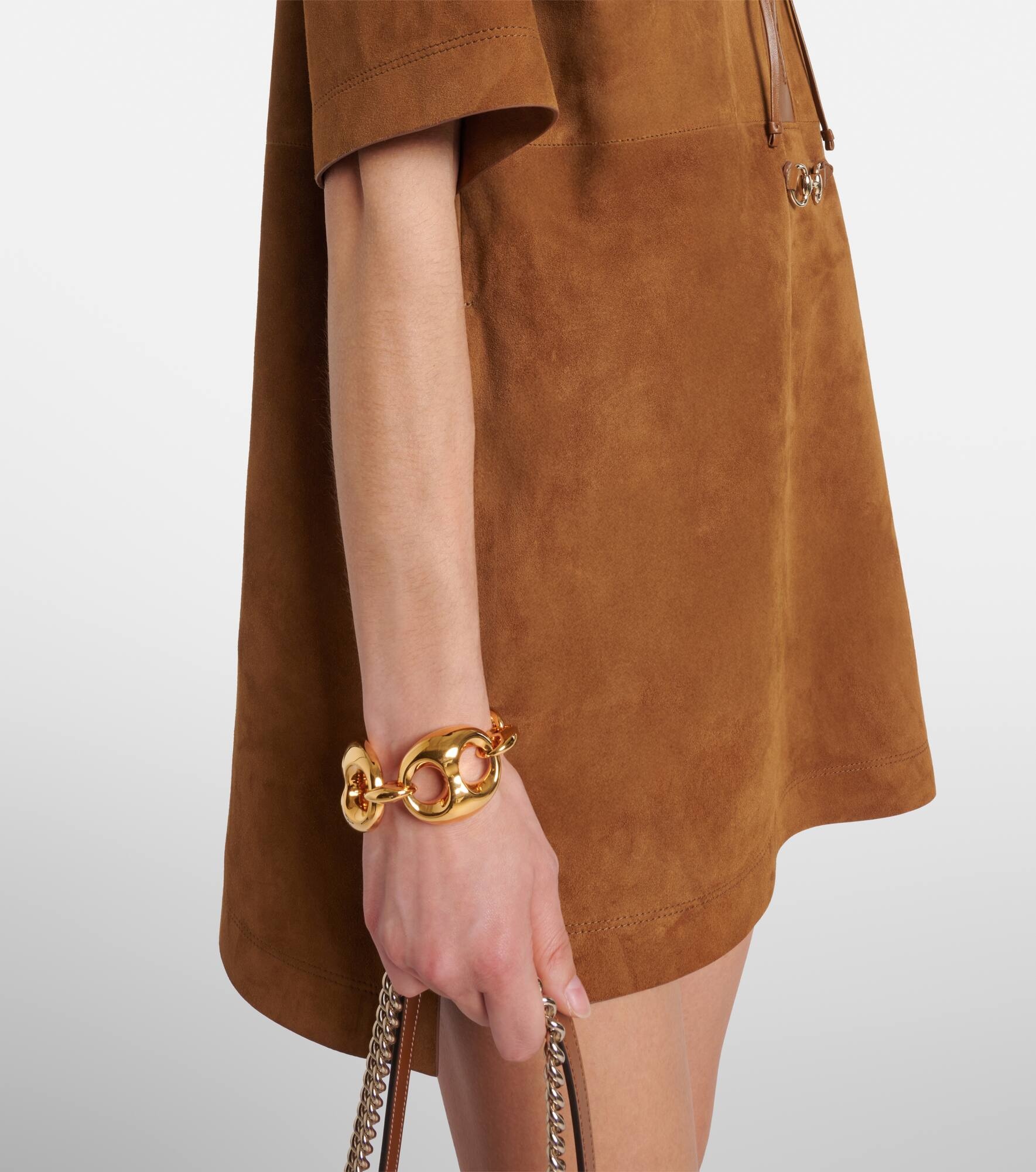 Horsebit leather-trimmed suede minidress - 6